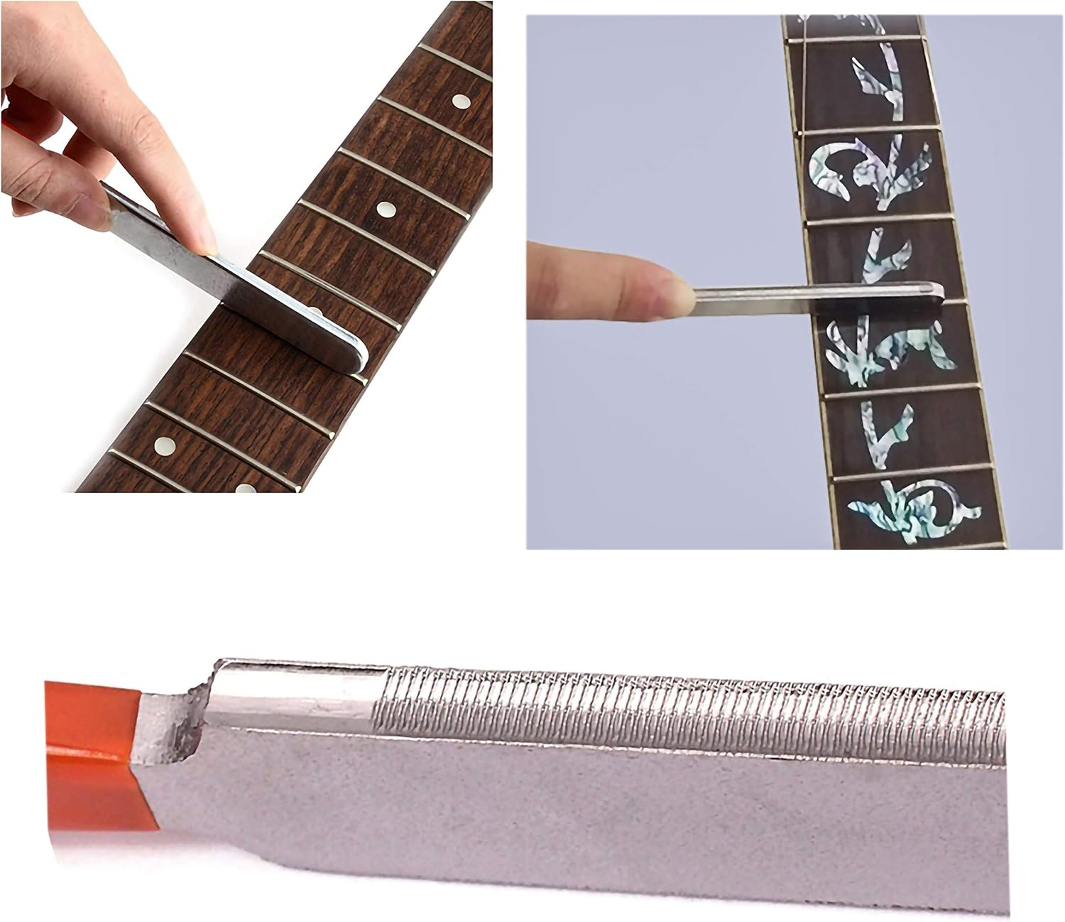 KEWAYO Guitar Fingerboard Luthier Tool Set Including Guitar Fret Crowning Luthier File, Fret Leveling Beam Sanding Leveler Beam and Fingerboard Guard Protectors for Guitar Bass image number 2