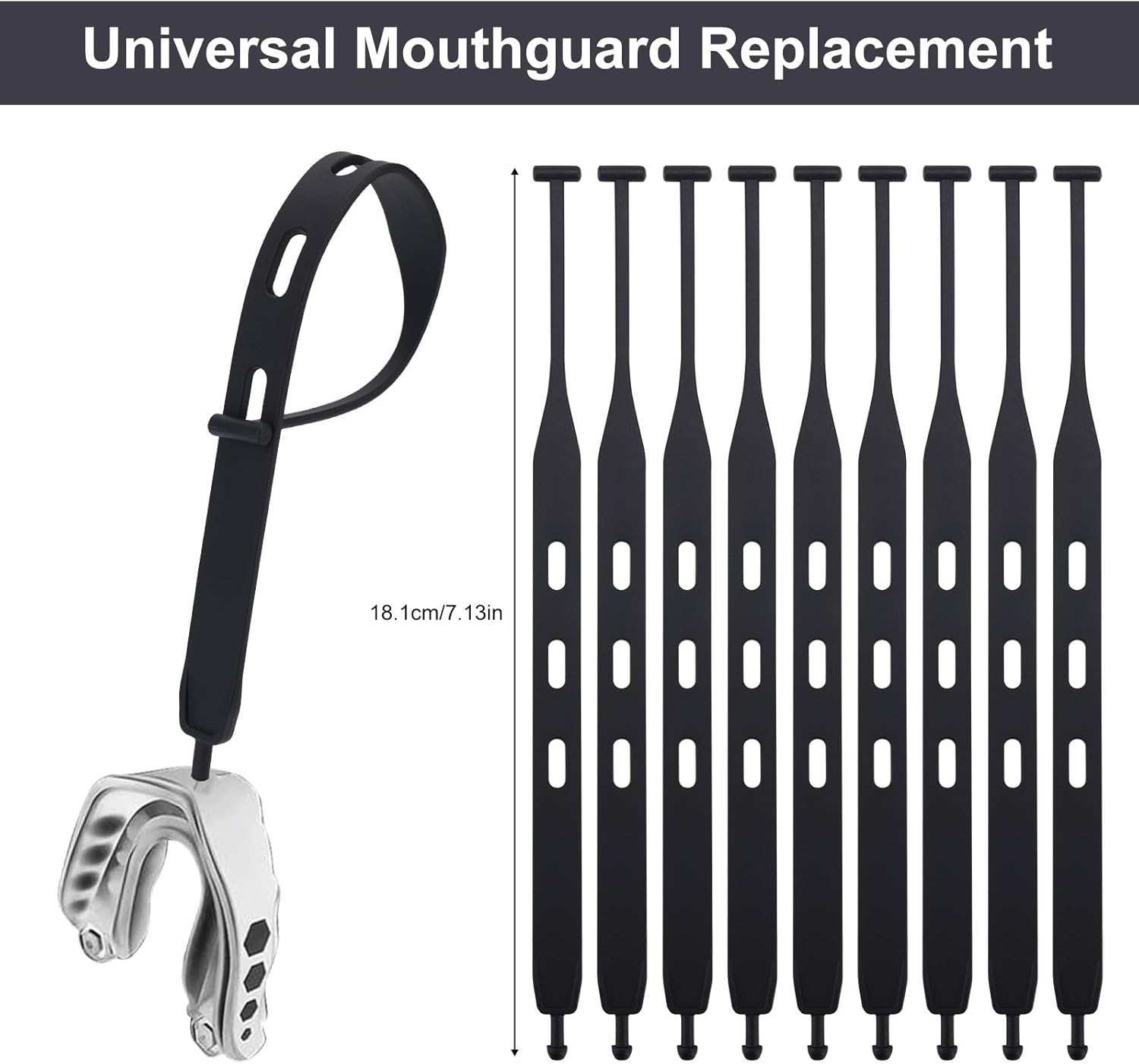 10Pcs Football Mouth Guard Tether Only, Universal Rugby Mouth Guard Replacement Strap Football Mouthpiece Strap for Youth Sports Boxing Hockey Basketball Rugby MMA for Most Mouthguards image number 3