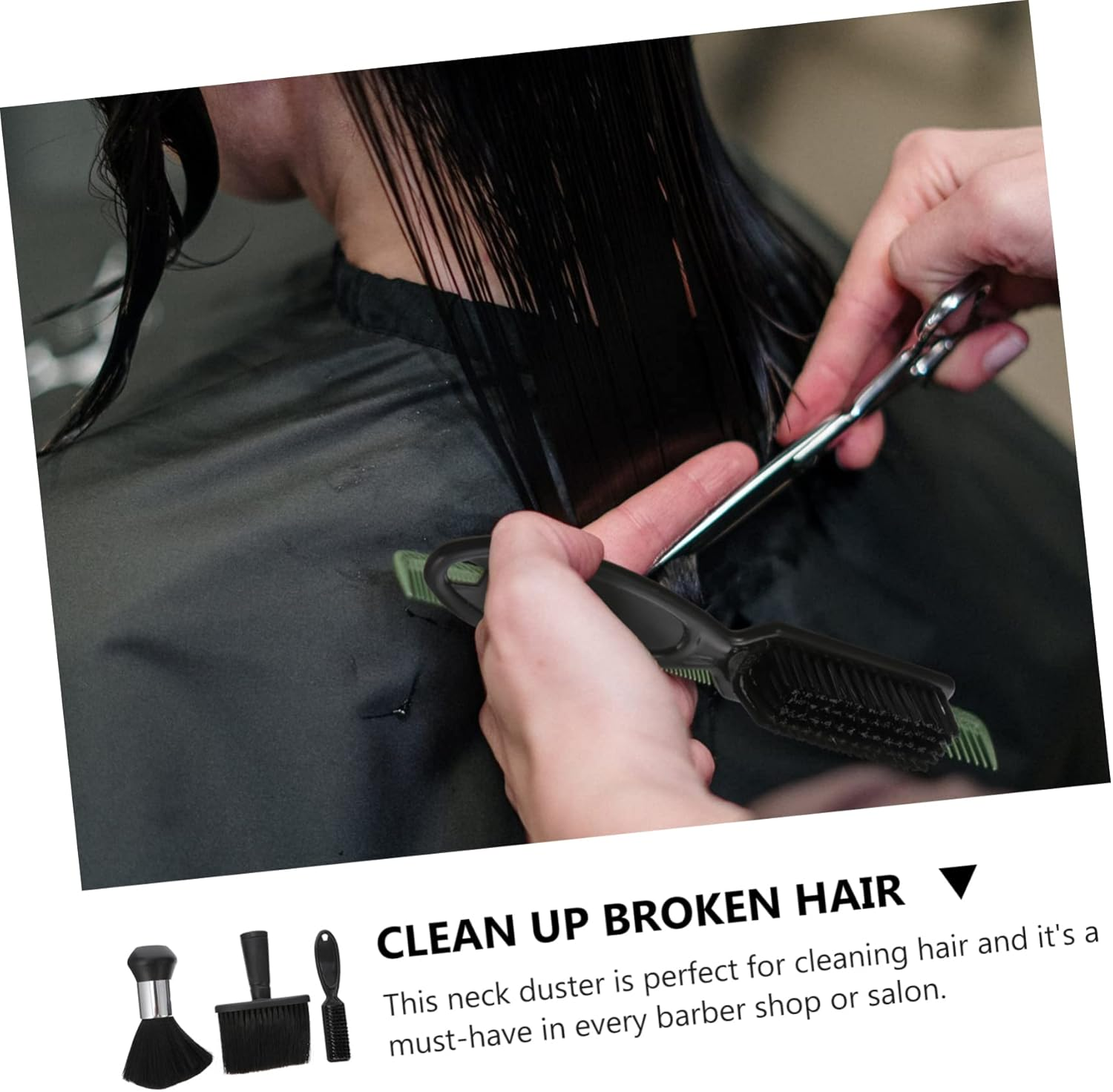 KALLORY 3Pcs Hairdressing Broken Hair Brush Neck Duster for Barbers Hair Cleaning Brush Set Practical and Portable Suitable for Salon and Home image number 6