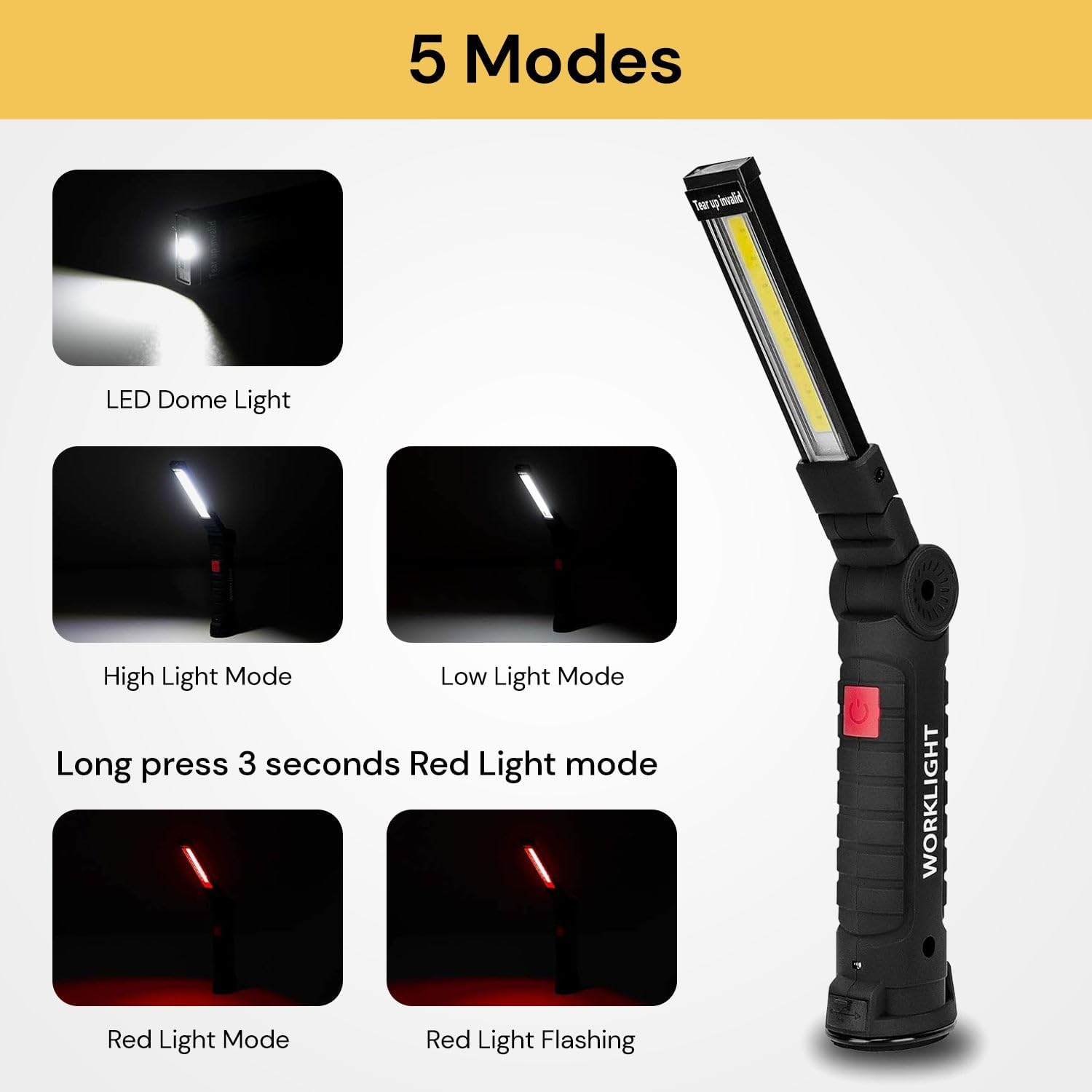 Spendeal LED Work Light Rechargeable, Magnetic Torch with 5 Modes, 360&deg; Rotating Foldable Design, Portable Flashlight for Car Repair, Camping, Outdoor, Garage, Home Use, Drop-Resistant Lamp (Small) image number 1