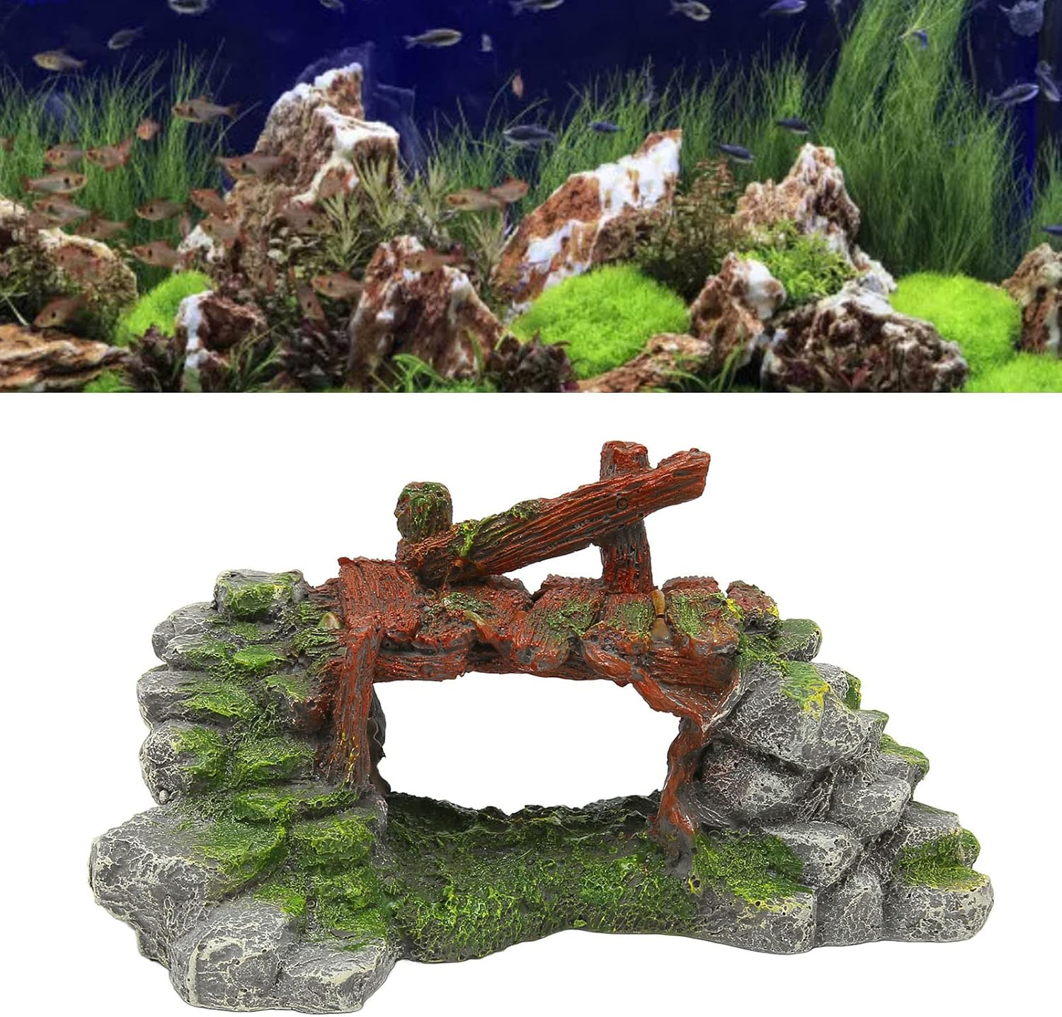 18Cm/7Inch Resin Mountain Fish Tank Decoration: Enhance Your Underwater Environment or Outdoor Garden with This Exquisite Aquarium Ornament image number 2