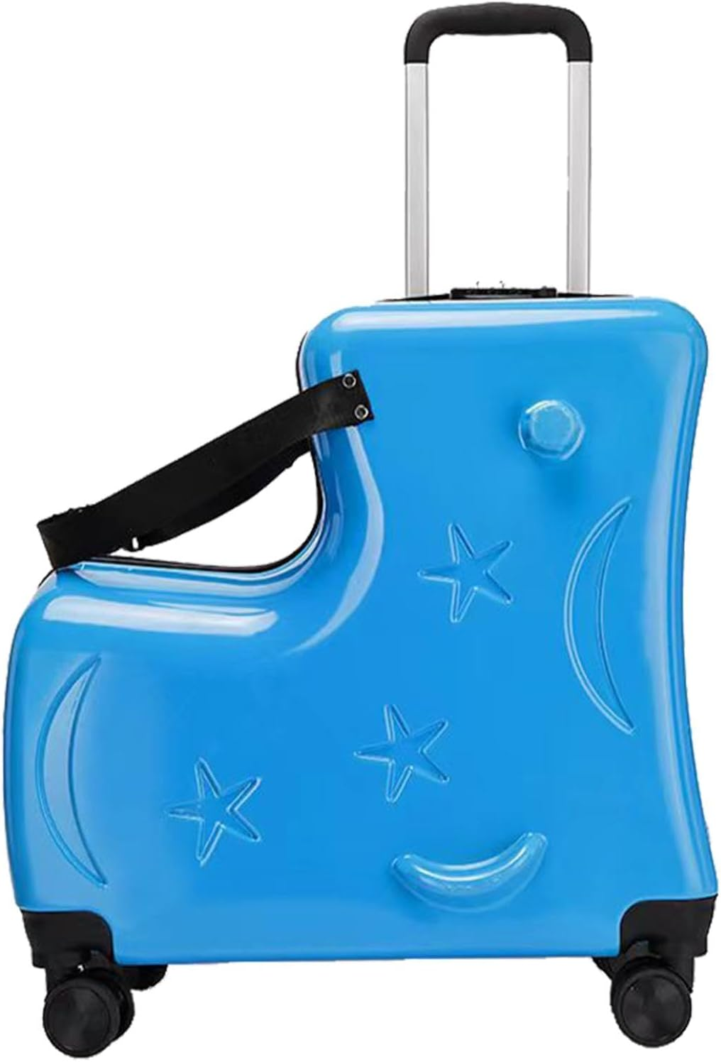 Riding Luggage for Kids - Interactive Tram Suitcase | Malima 20 Inch with Secure Lock, Seat Belt, Handlebar and Foot Rest - Fun and Practical Luggage for Traveler, Lake Blue, Consulte La Descripci&oacute;n image number 3