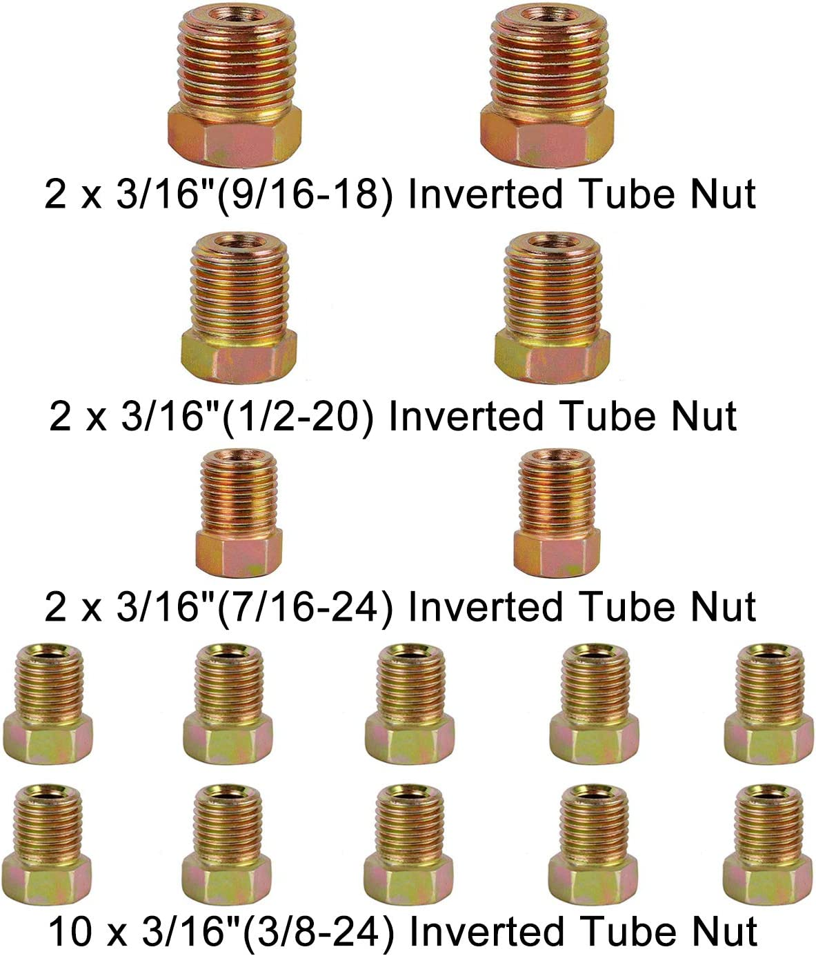 25 Ft. of 3/16 Brake Line Tubing Kit - Muhize Flexible Copper Tube Roll 25 Ft 3/16" (Includes 16 Fittings) - Gold image number 2