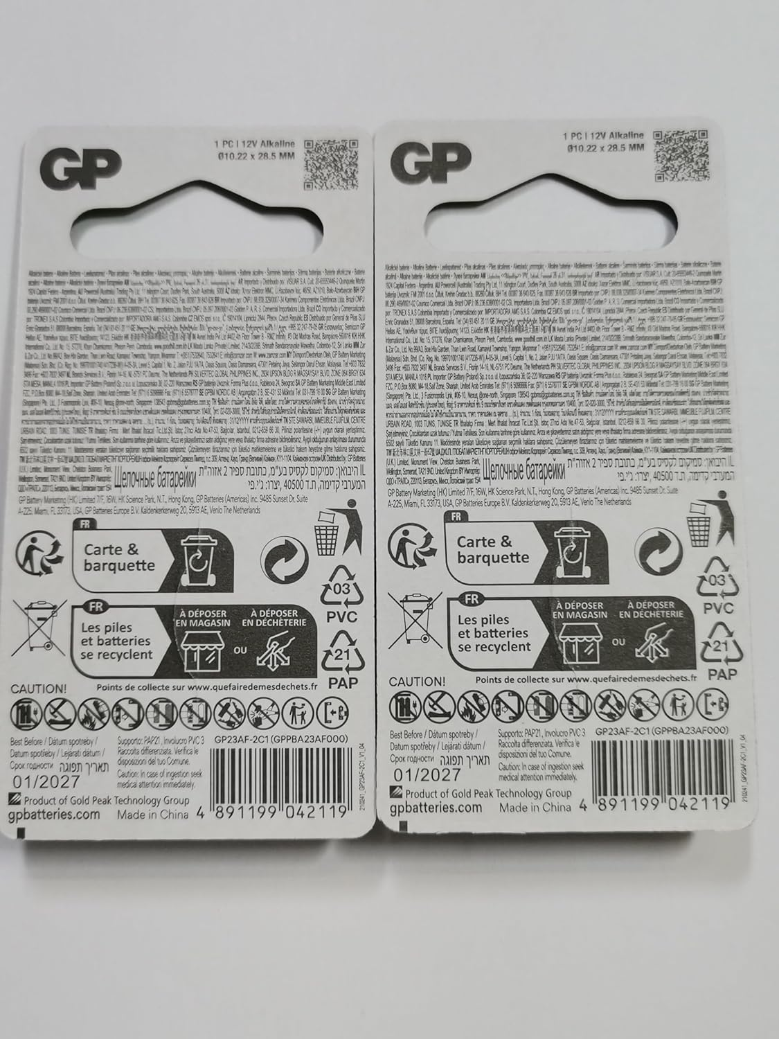 2Pcs GP 23AE 12V Alkaline Batteries image number 1