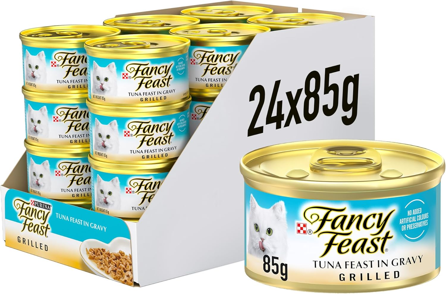 Fancyfeast Grilled Adult Wet Cat Food Grilled Tuna Feast in Gravy 24X85G