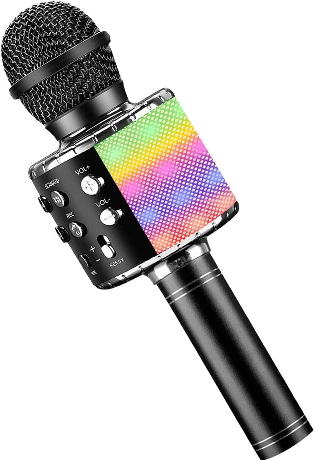 Wireless Bluetooth Karaoke Microphone with Controllable LED Lights, Jfmshop 4 in 1 Portable Karaoke Machine Speaker for Android/Iphone/Pc, Best Gifts Toys for Girls & Boys (Black) image number 2