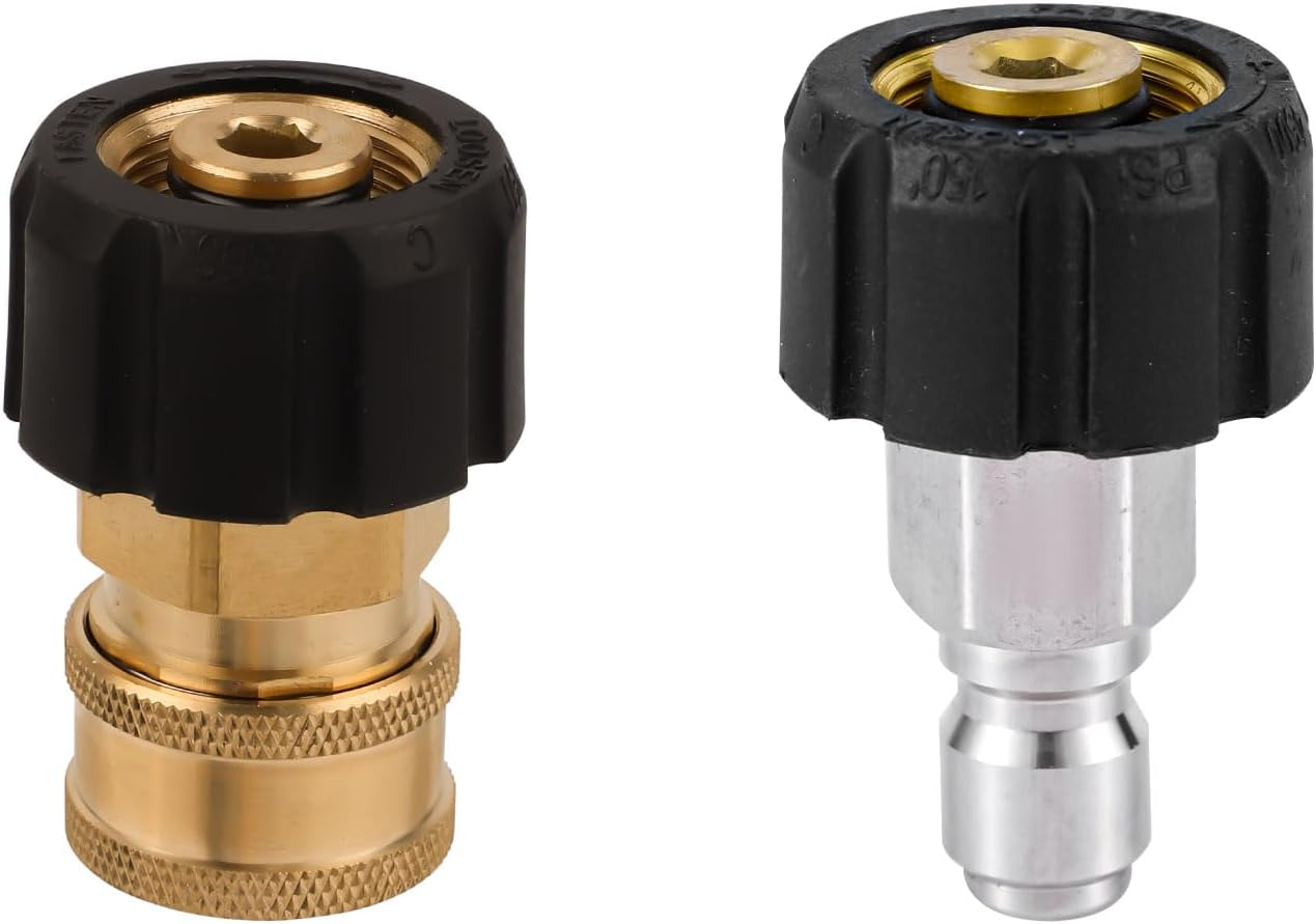 Gosknor 2Pcs Pressure Washer Adapter Set, M22-14Mm to 3/8 Inch Quick Connect Pressure Washer Fittings Quick Disconnect Kit Quick Connect Hose Fittings for Power Washer Hose image number 6