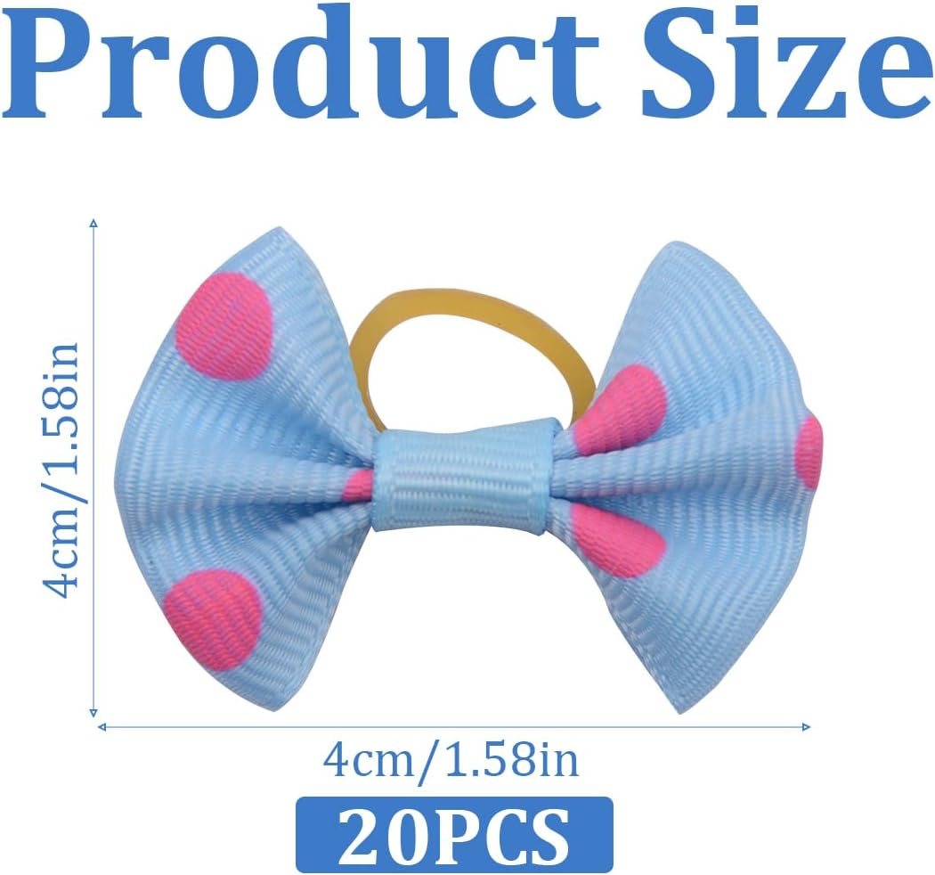 Dog Hair Accessories, Pack of 20 Dog Hair Bows, Dog Hair Accessories, Dog Hair Bows with Elastic Band, Pet Dog Hair Bows for Long Hair Pet, Multicoloured, Random Style image number 2