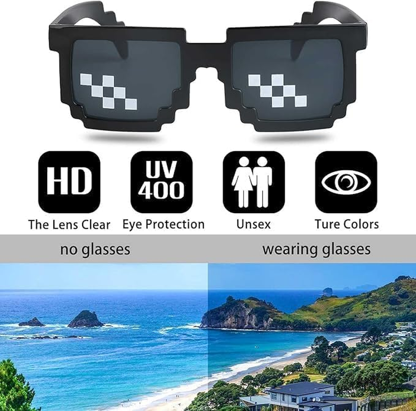ATDORO Thug Life Sunglasses, 3 Pack Men Women Kids Pixel Mosaic Glasses, MLG Shades for Photo Props or Halloween Party