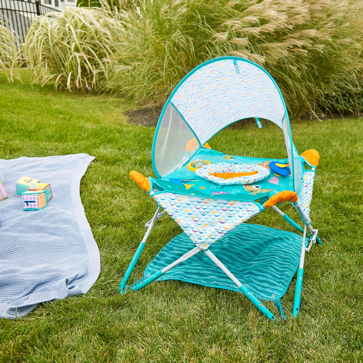 Disney Baby Finding Nemo Pop 'N Jump Foldable Activity Center by Bright Starts, Indoor/Outdoor, Unisex, 6 Months+ - Multicolored image number 4