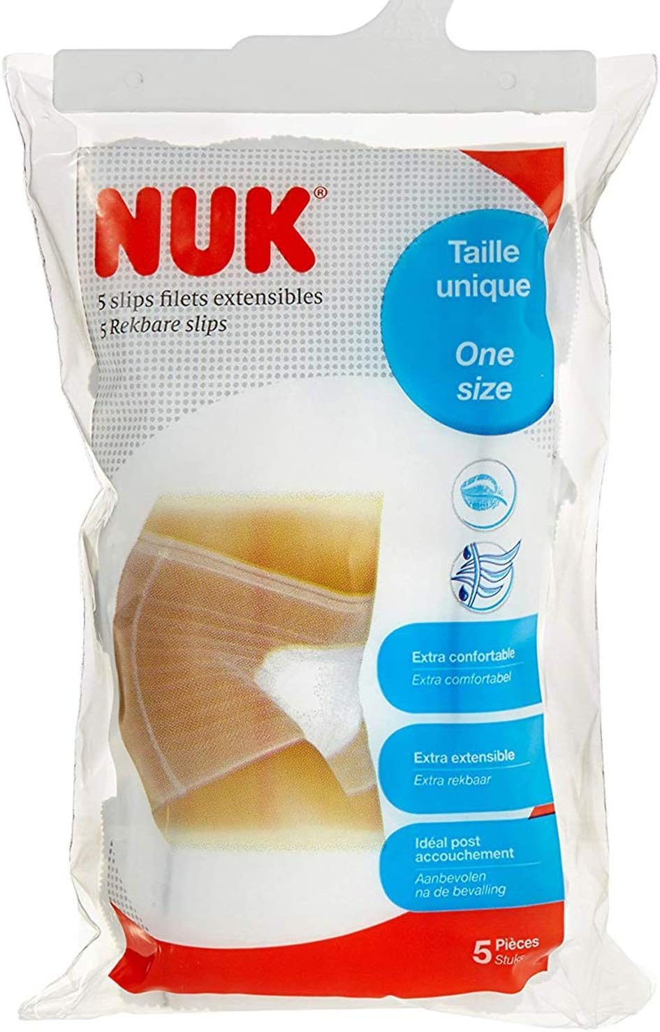 NUK Disposable Maternity Briefs &ndash; Stretchy Mesh Briefs &ndash; One Size &ndash; White &ndash; Pack of 5 image number 1