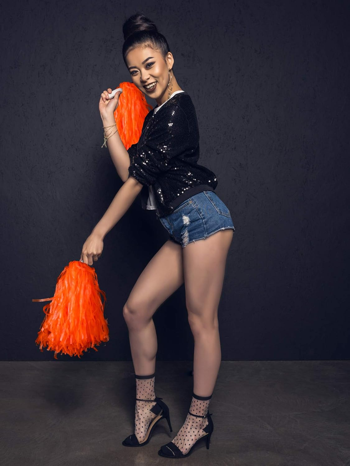 Pangda 12 Pack Cheerleading Pom Poms Sports Dance Cheer Plastic Pom Pom for Sports Team Spirit Cheering image number 4