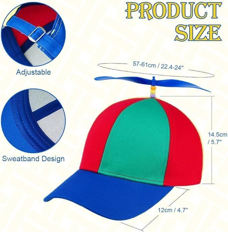 Propeller Hat, Adult Fun Fisherman Hat with Propeller, Colorful Patchwork Rainbow Baseball Cap, Summer Sun Protection Sun Hat Propeller Outdoor Hat, Suitable for Masquerade Gifts image number 5