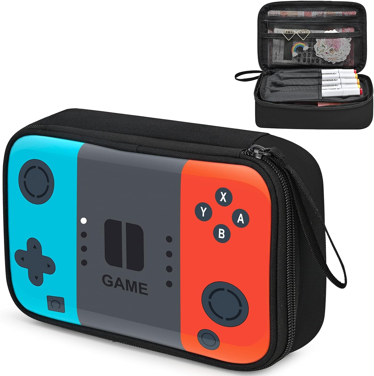 Gamer Pencil Case for Boys, Large Cute Pencil Pouch for Kids Teens with Handle, Sturdy School Supplies Marker Pen Organizer, Big Pen Box Pouch Pencil Bag for Art Office Student School Supply