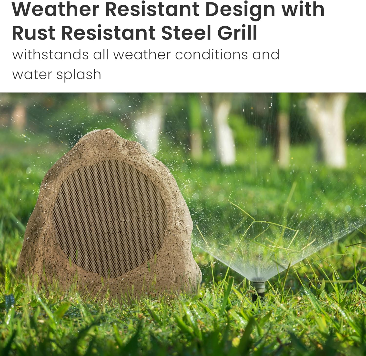 Theater Solutions 2R6S Outdoor Sandstone 6.5" Rock 2 Speaker Set for Deck Pool Spa Yard Garden image number 5