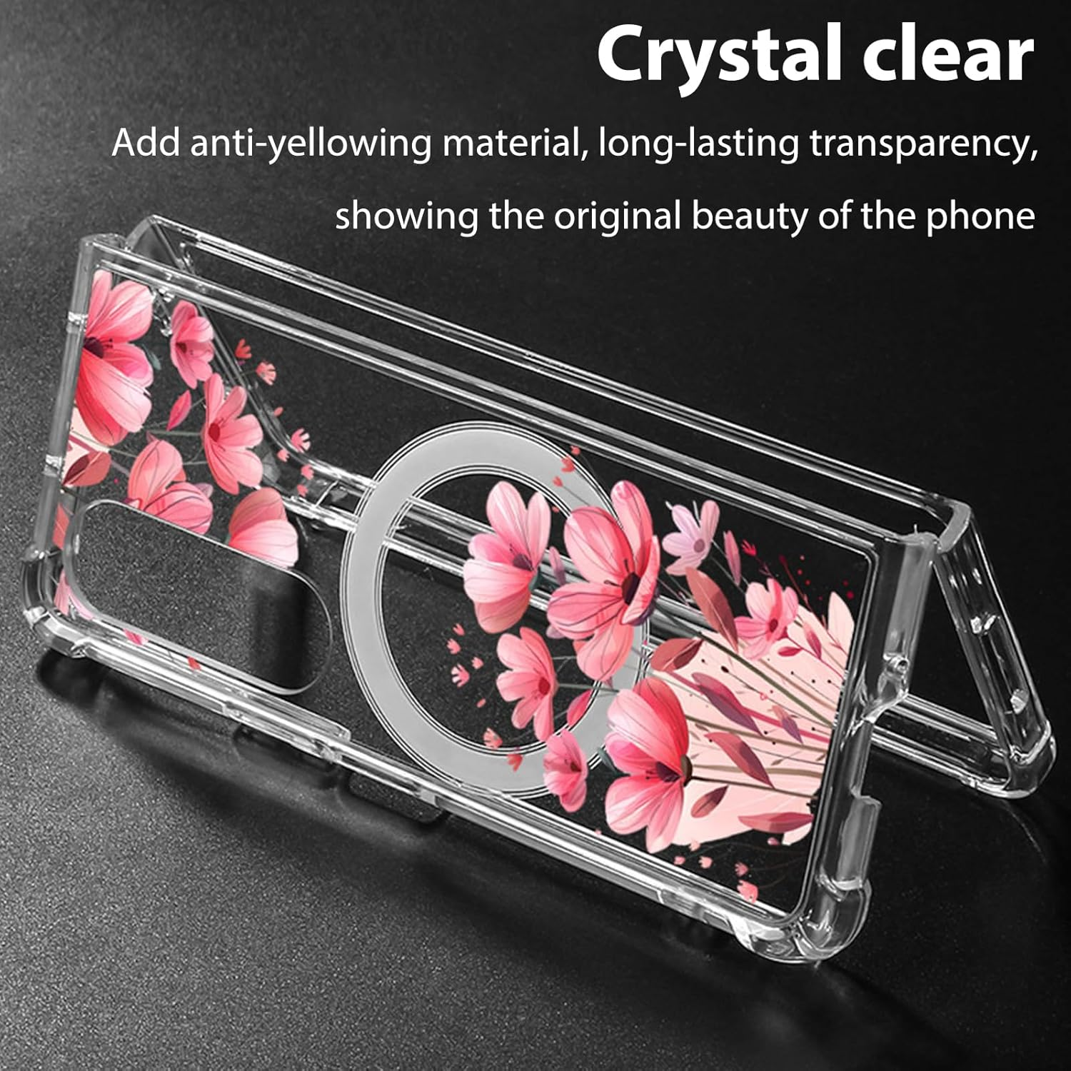 RUNGOS Magnetic Case for Samsung Galaxy Z Fold 6 (2024) - Beautiful Flower Prints, Strong Magnet, 10FT Drop Tested, Shockproof, Magsafe Compatible image number 5