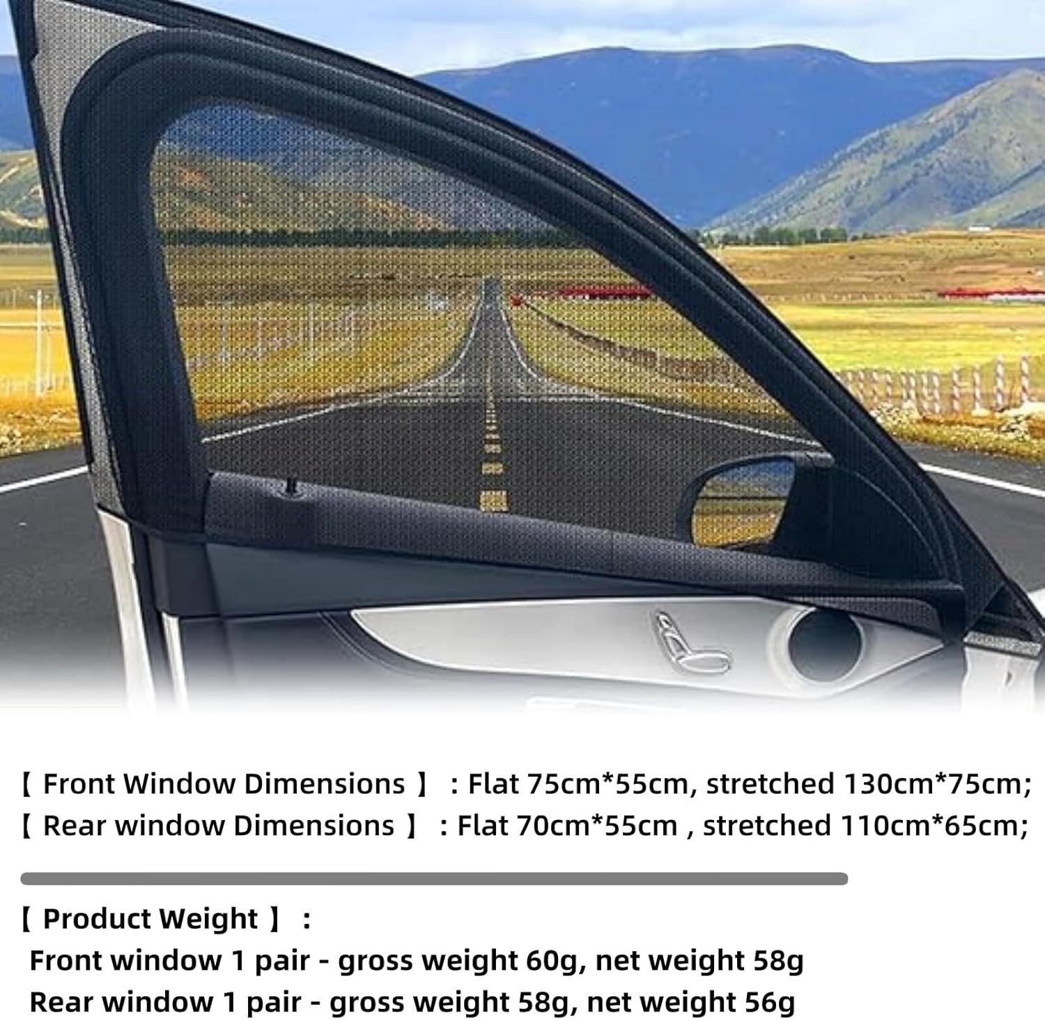 4Pcs Car Window Shade,Full Window Covers,Breathable Mesh Sunshades, General Motors Car Window Sunshades,Prevent Direct Sunlight.Fit Most Car Windows. image number 6