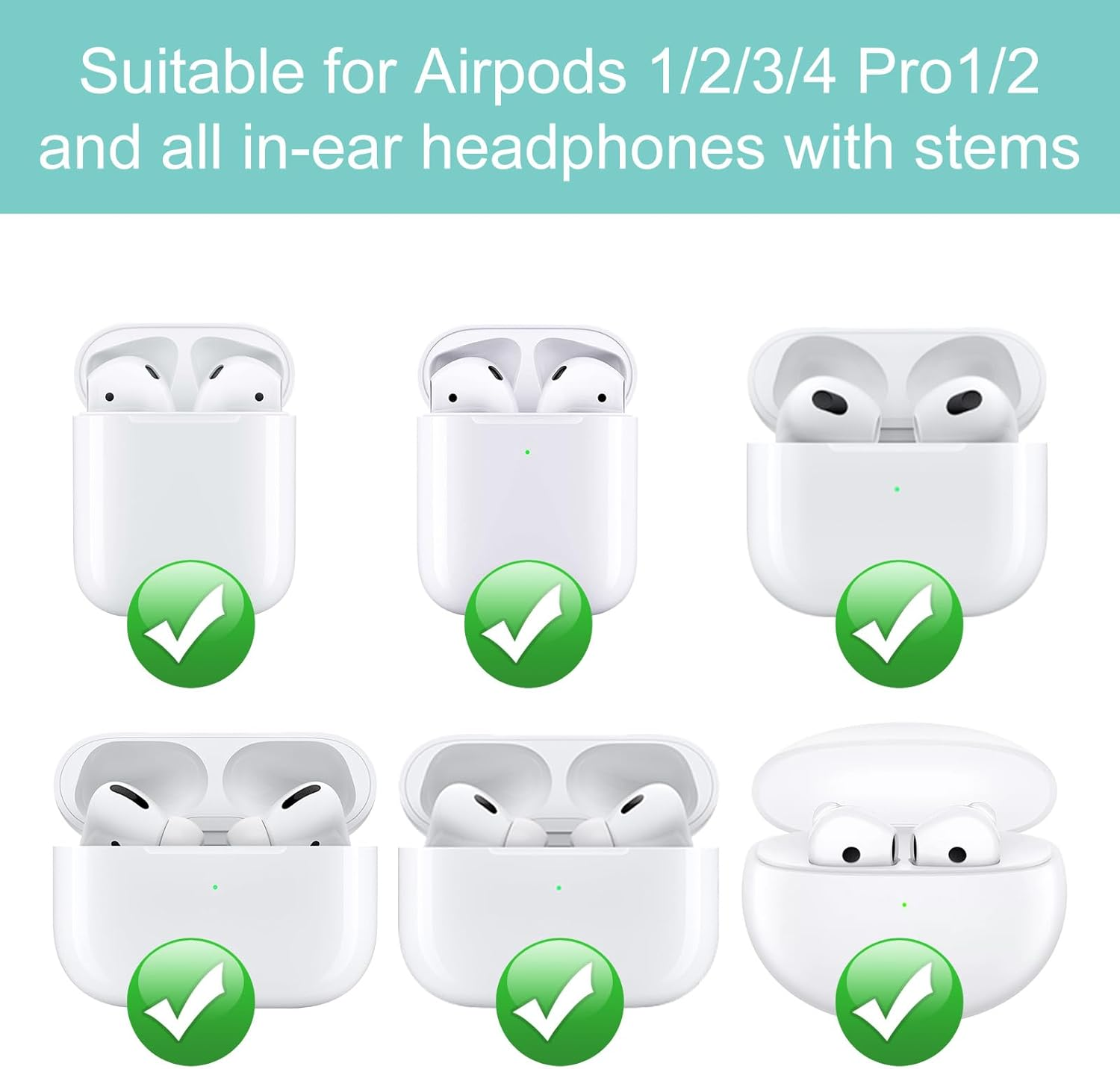 Adjustable Ear Hooks Compatible with Airpods 4, 3, 1, 2 and Pro & All In-Ear Headphones with Stems - 2 Pairs Secure & Comfortable Prevent Falls Ear Holders for Headphones - Easy to Install (White) image number 5