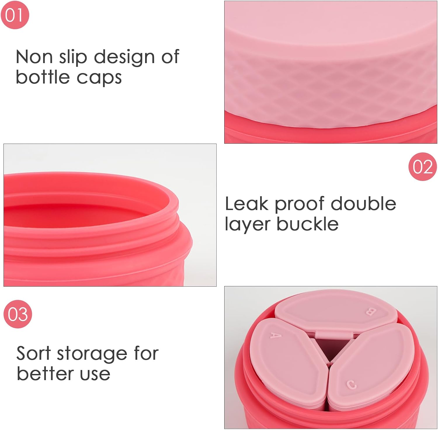 2 Pack Silicone Makeup Containers, Leak-Proof Travel Cosmetic Jars for Creams with Lid, Travel Essentials Accessories for Toiletries (Blue, Pink) image number 5