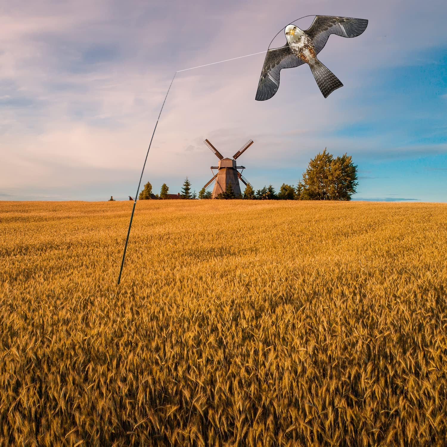 Flerigh Bird Hawk Flying Kite with Pole Crops Farm Protector Bird Scarer Flying Kite with 4M Telescopic Pole Professional for Farm Garden - 4 Meters, Style A With 4M Pole image number 6