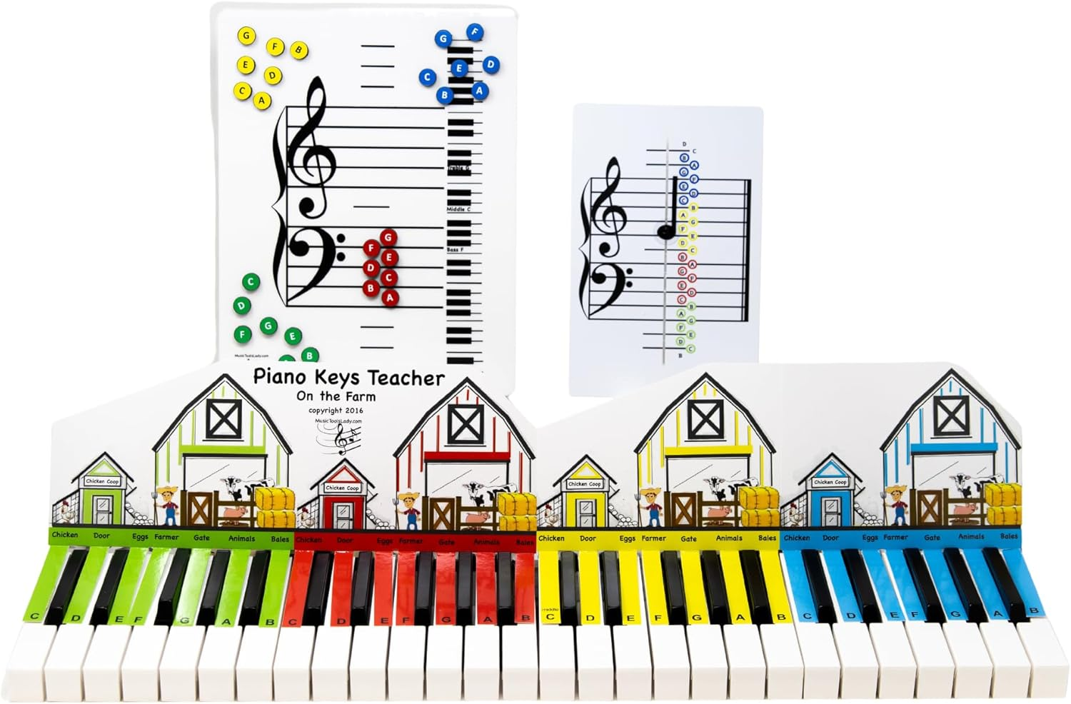 Music Tools Lady - Piano Keys Teacher & Magnetic Practice Board, Piano Teaching Tools, Instruments for Kids, Keyboard, Dry Erase Board, Piano Teaching Aids, Label Stickers, Flashcards image number 1