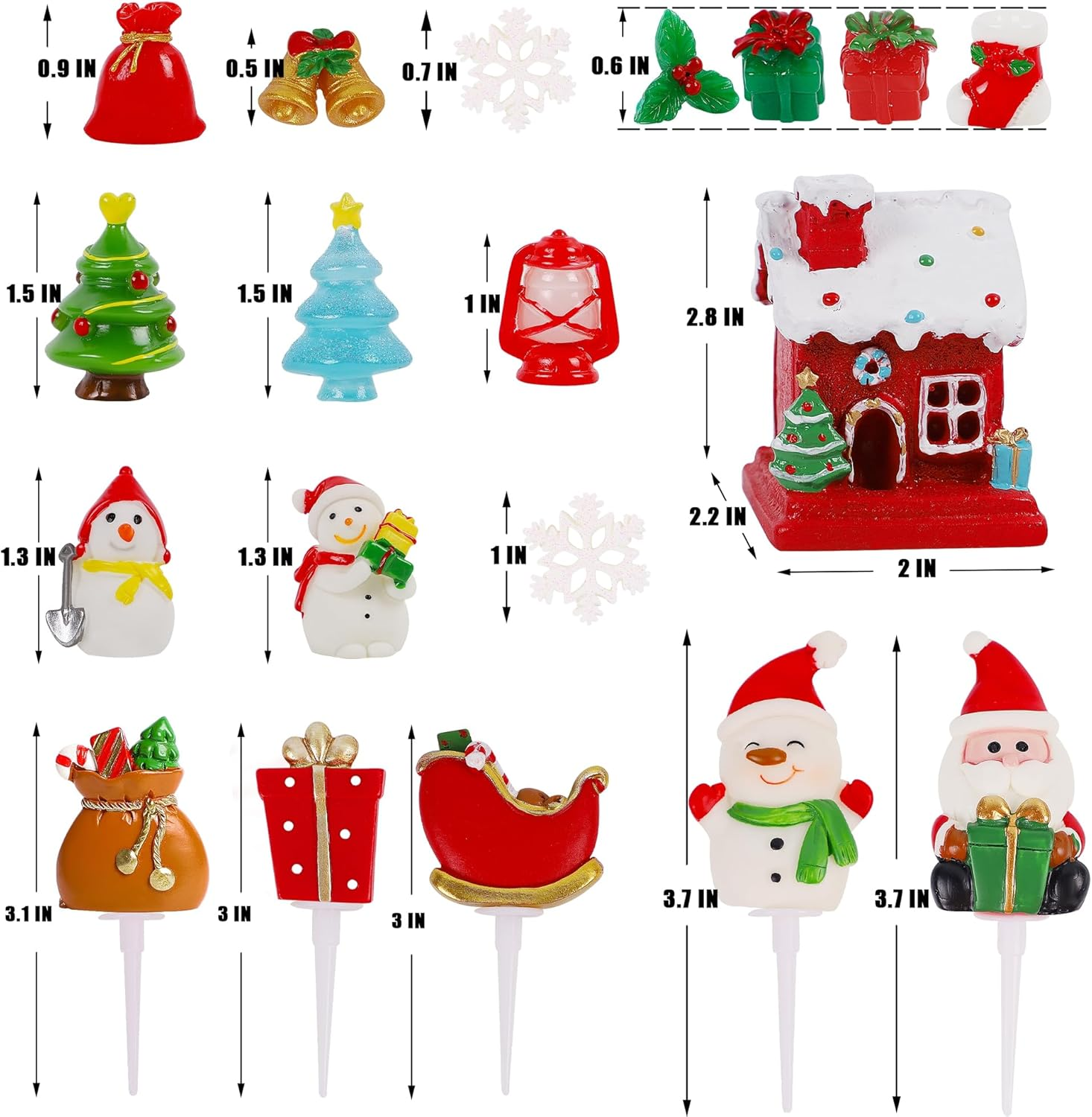 Lulu Home 12 PCS Cupcake Toppers, Small Cupcake Picks Shaped in Santa Snowman Gift Bag Christmas Tree Sleigh for Xmas Holiday Party Decor Supplies image number 3