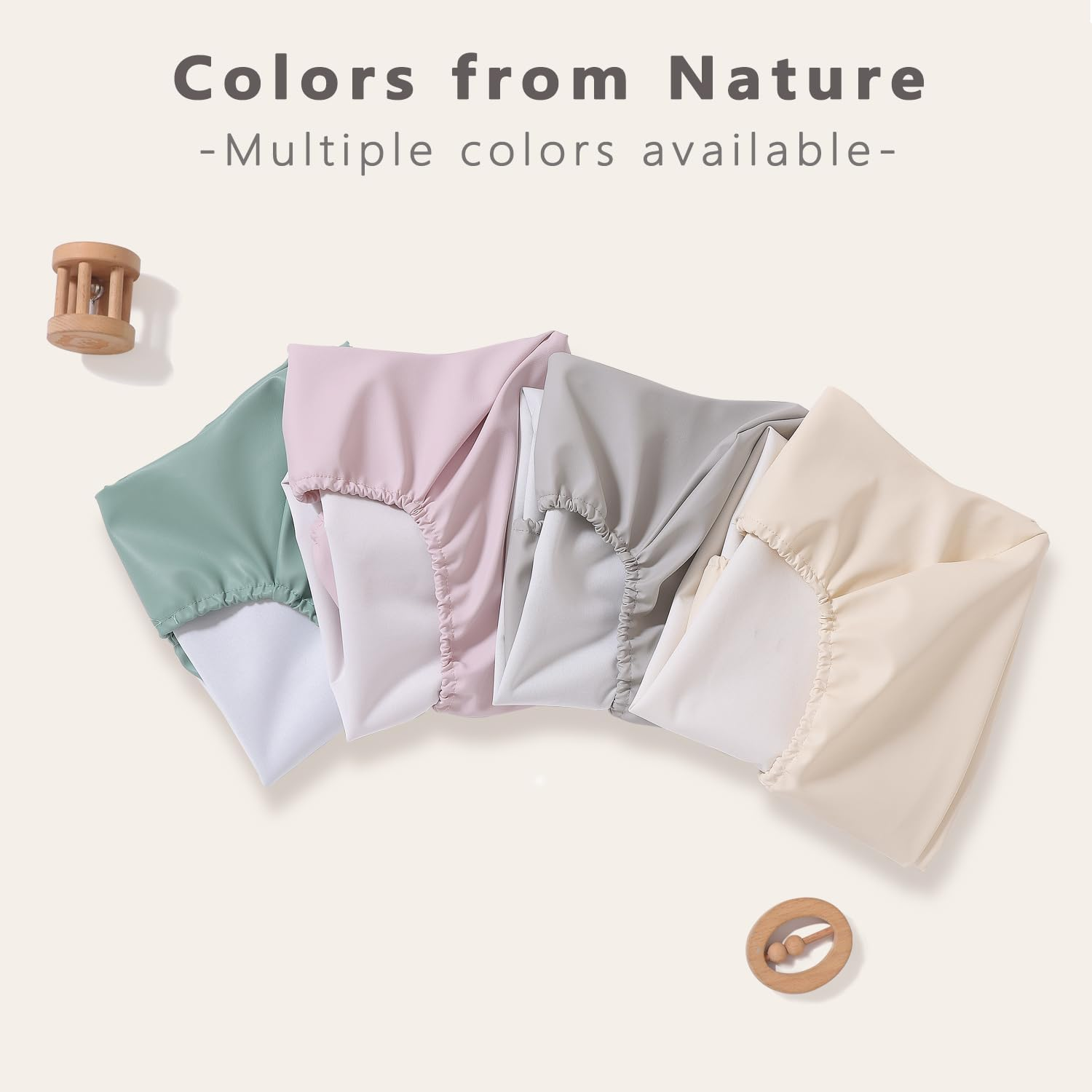 Vegan Leather Baby Changing Pad Covers for Girl, Boy, Waterproof & Wipeable Soft Diaper Changing Mat Cover.Fits Standard Changing Pads with Dimensions of 32" X 16". (Green) - Green image number 6