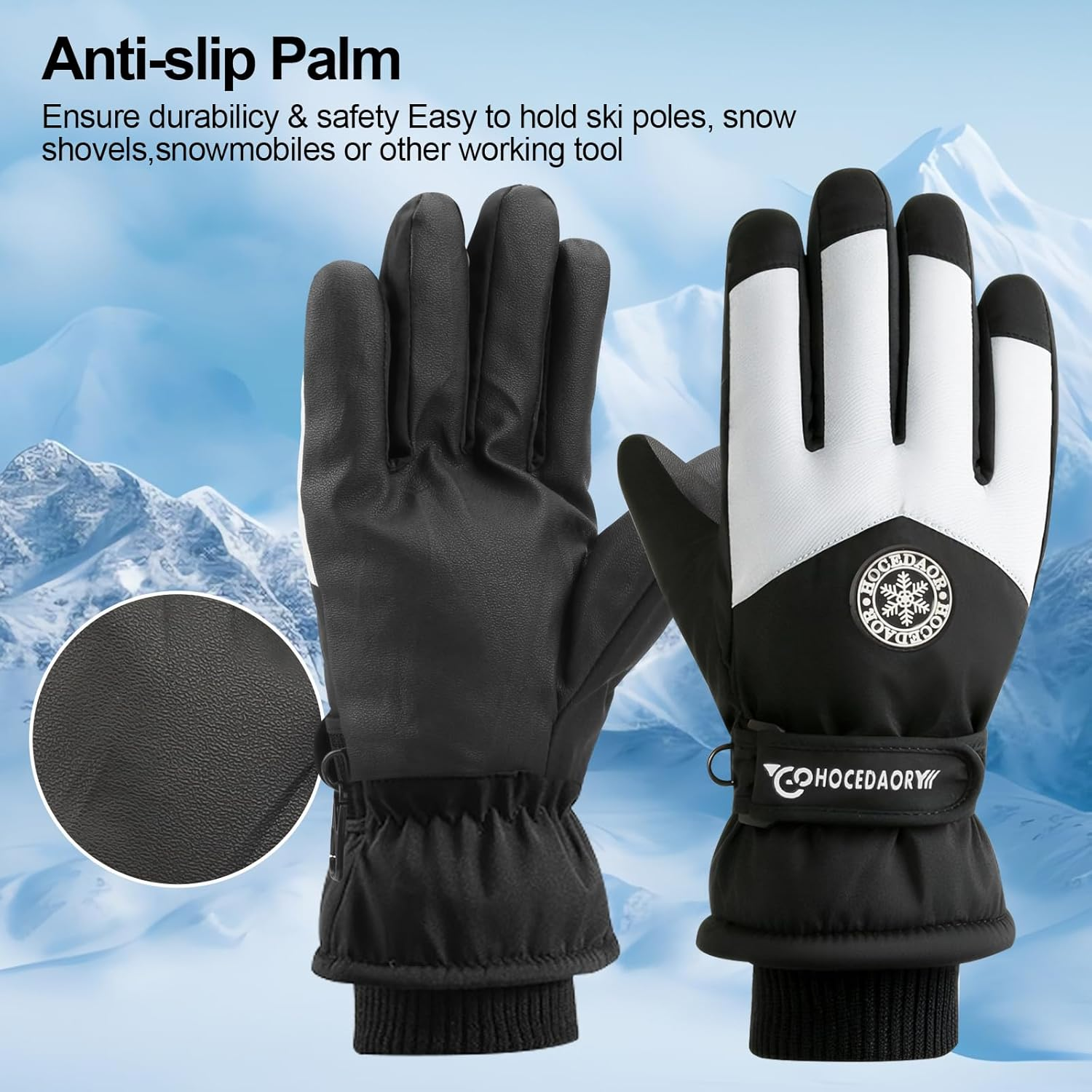 COZY CORE Ski & Snow Gloves, Waterproof Touchscreen Cold-Weather Gloves with Thermal Insulation for Skiing, Snowboarding, Cycling, Hiking - Unisex Windproof Hand Warming - Grey image number 2