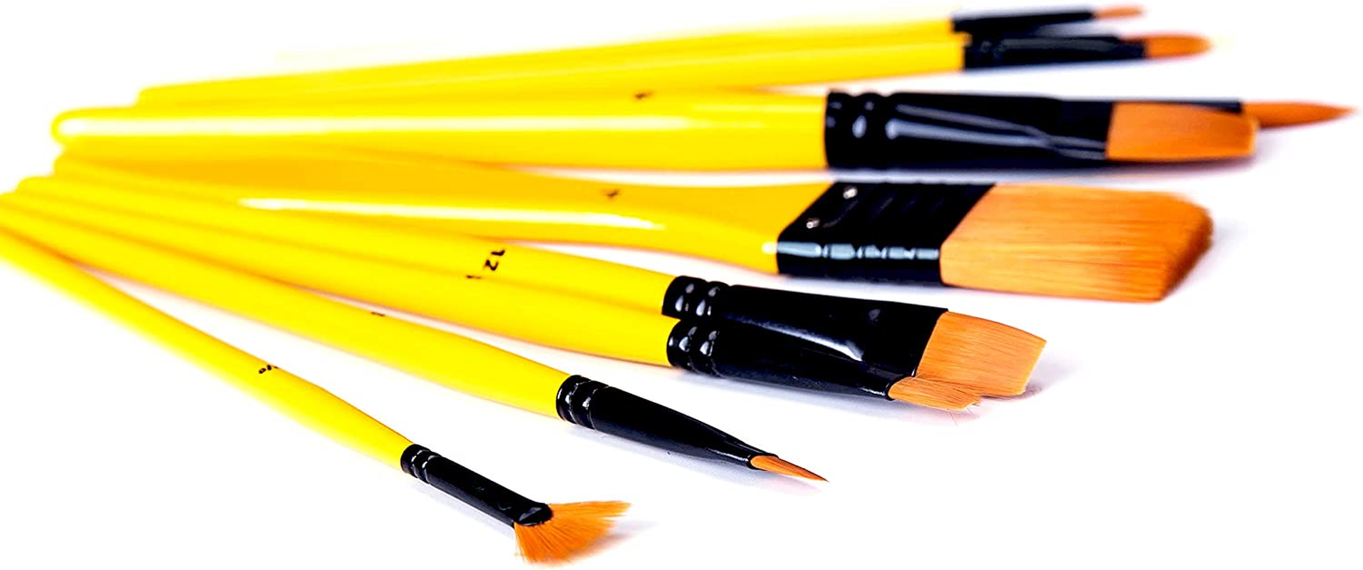 Exerz Acrylic Paint Brush Set 10 Pcs Synthetic Hair Artist Professional Brushes in a Travel Case/Perfect for Acrylic Watercolour Gouache & Face Paint - Acrylic image number 2