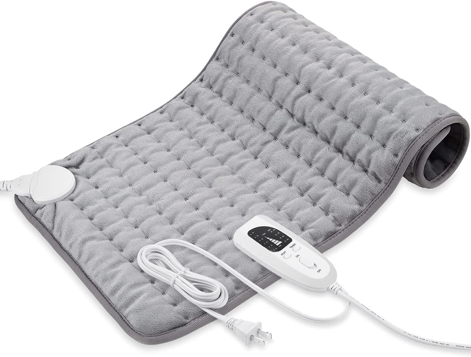 Heating Pad - Electric Heating Pads - Hot Heated Pad for Back Pain Muscle Pain Relieve - Dry & Moist Heat Option - Auto Shut off Function (Light Grey, 12''&times;24'') image number 3
