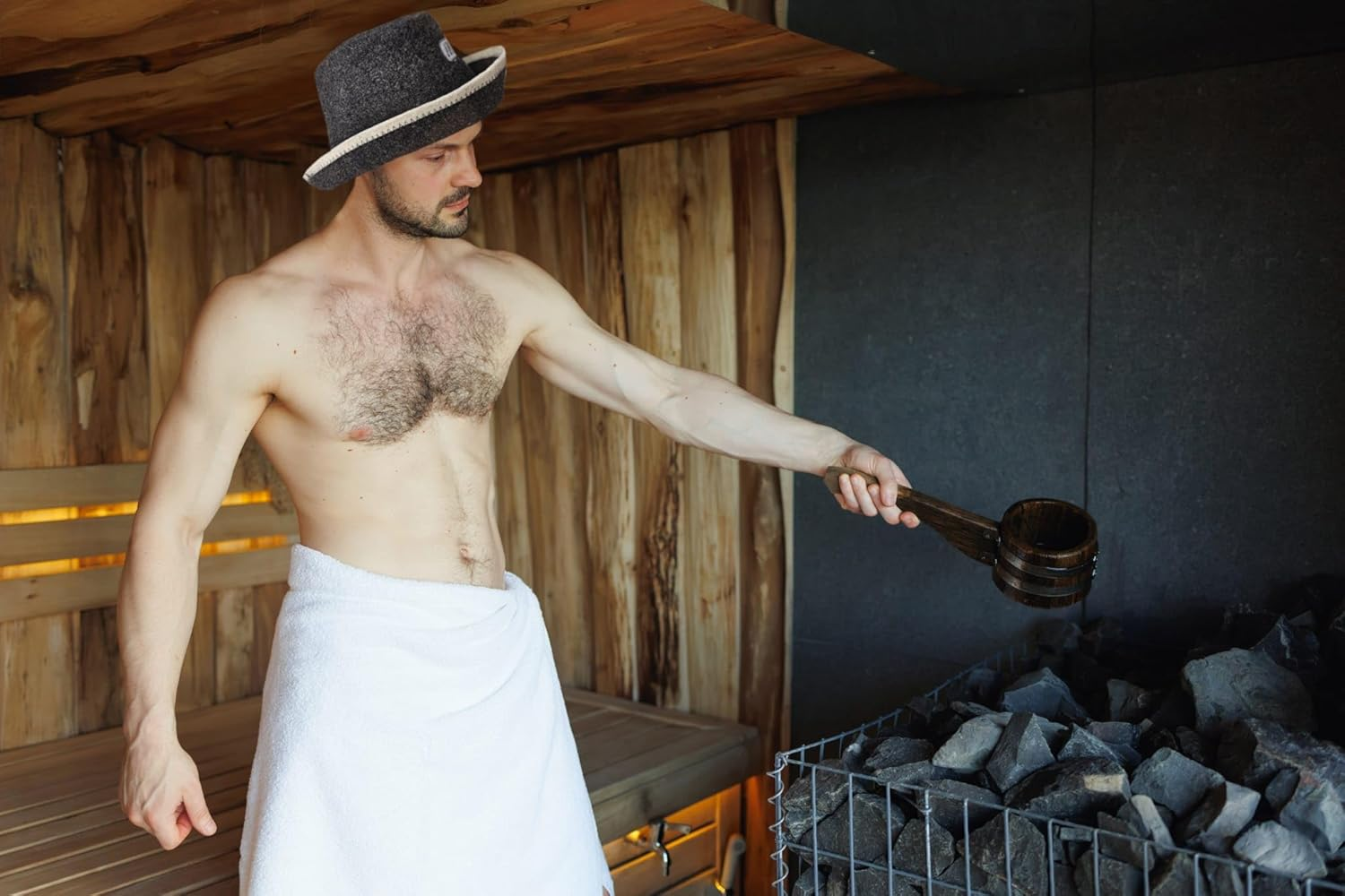 PRINZEPS Sauna Hat Men'S Perfect Sauna Hat Made of 100% Felt - Sauna Hat Felt Hat Sauna Hat Men'S Headgear - Sauna Gifts for Men, Gray image number 1