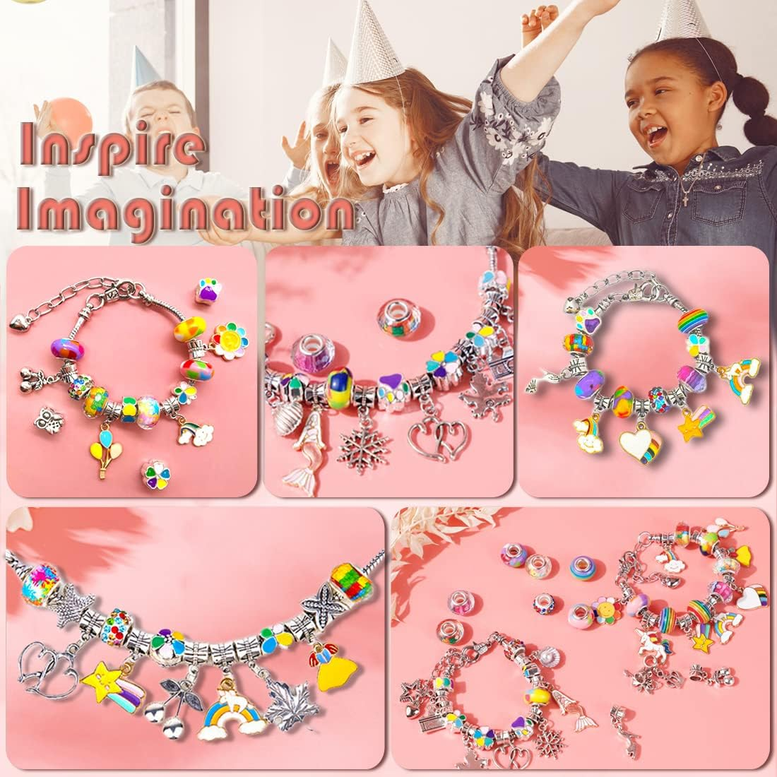 Charm Bracelet Making Kit for Girls, Unicorn/Mermaid Crafts Gifts Set, Teen Girl Gifts Jewelry Making Kit with Colorful Beads/Charms for Kids Ages 5 6 7 8 9 10-12. image number 4