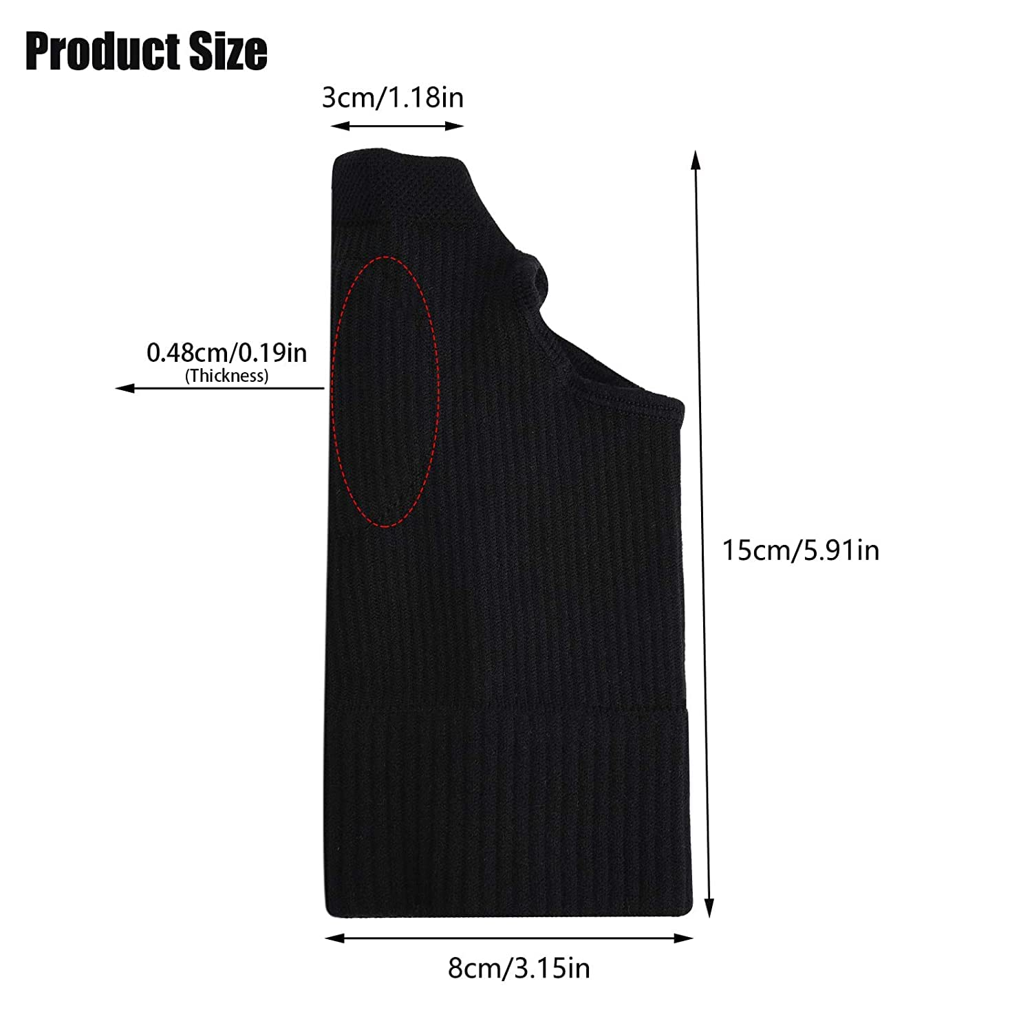 2PCS Gel Thumb Wrist Support Brace, Breathable Compression Arthritis Gloves for Thumb Arthritis, Carpal Tunnel, Tenosynovitis for Men and Women Fits Both Hands(Black) image number 5