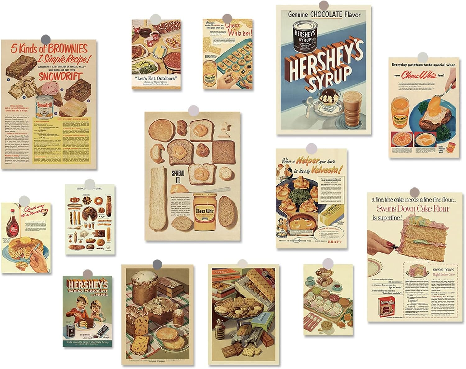 Retro Advertising Artwork Posters for Dorm Wall Art Prints Collage, Paper Prints Unframed 14 Pcs Wall Poster Aesthetic Home Decor