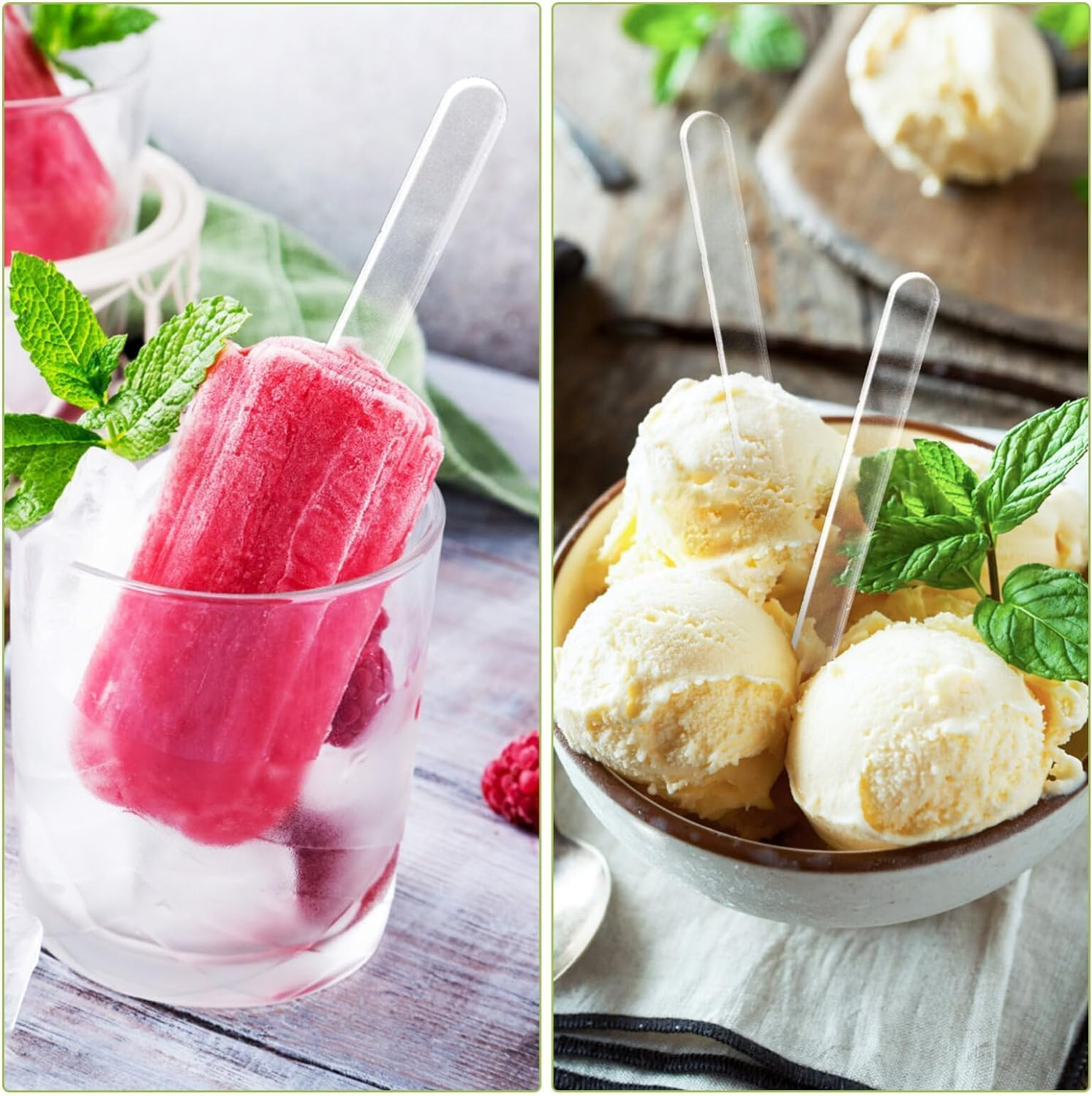 50 Pieces Ice Cream Sticks, 4.5" Acrylic Sticks Reusable Cakesicle Sticks Cake Pop Mold Mirror Ice Pop Sticks Ice Cream Cakesicle Mold for Home Cake Candy Gifts Party Craft (Transparent)