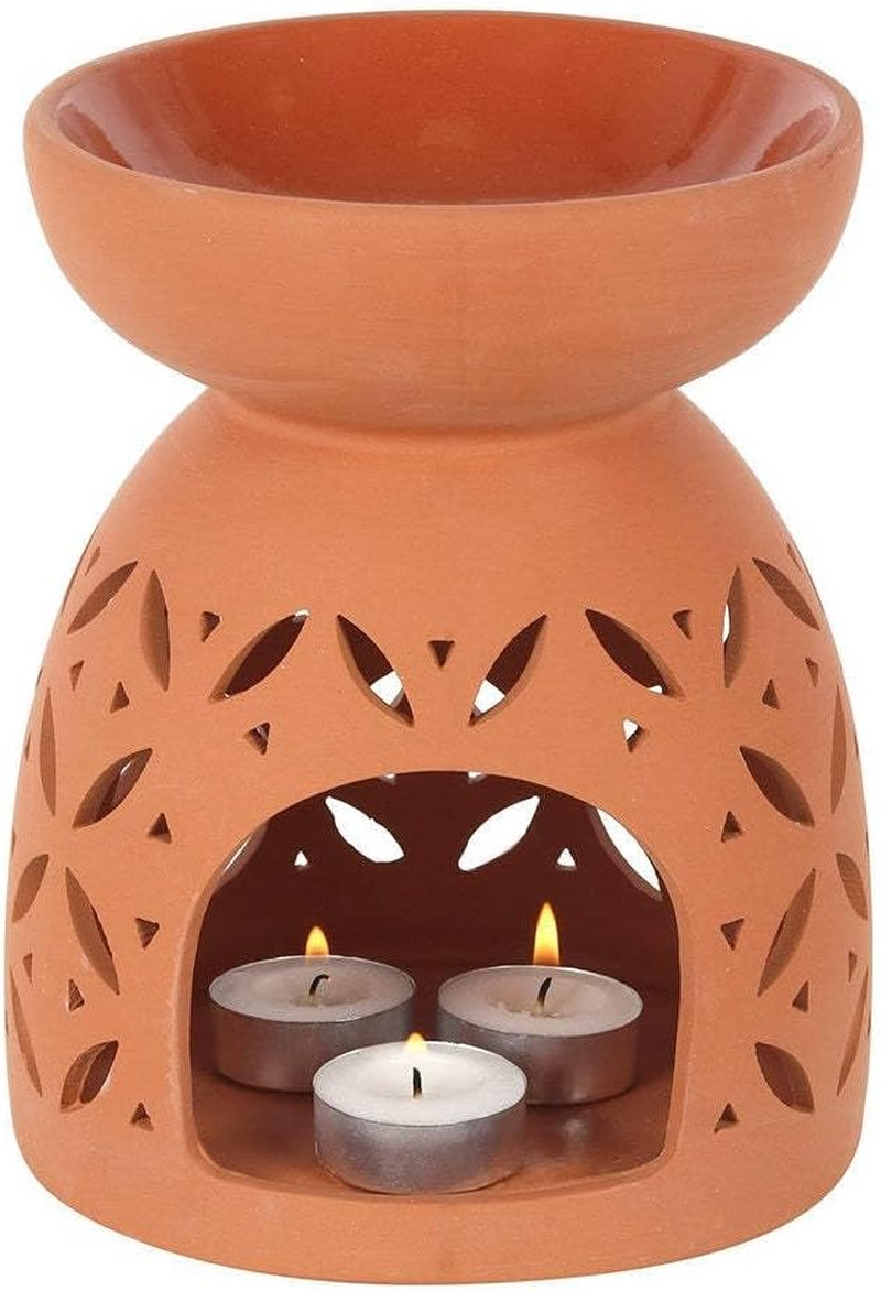 Orange Large Terracotta Oil Burner - 20Cm X 16Cm (1 Pc.) - Use with Fragrance Oils or Wax Melts for Calming Scents, Great Gift and Home Decor Piece image number 1