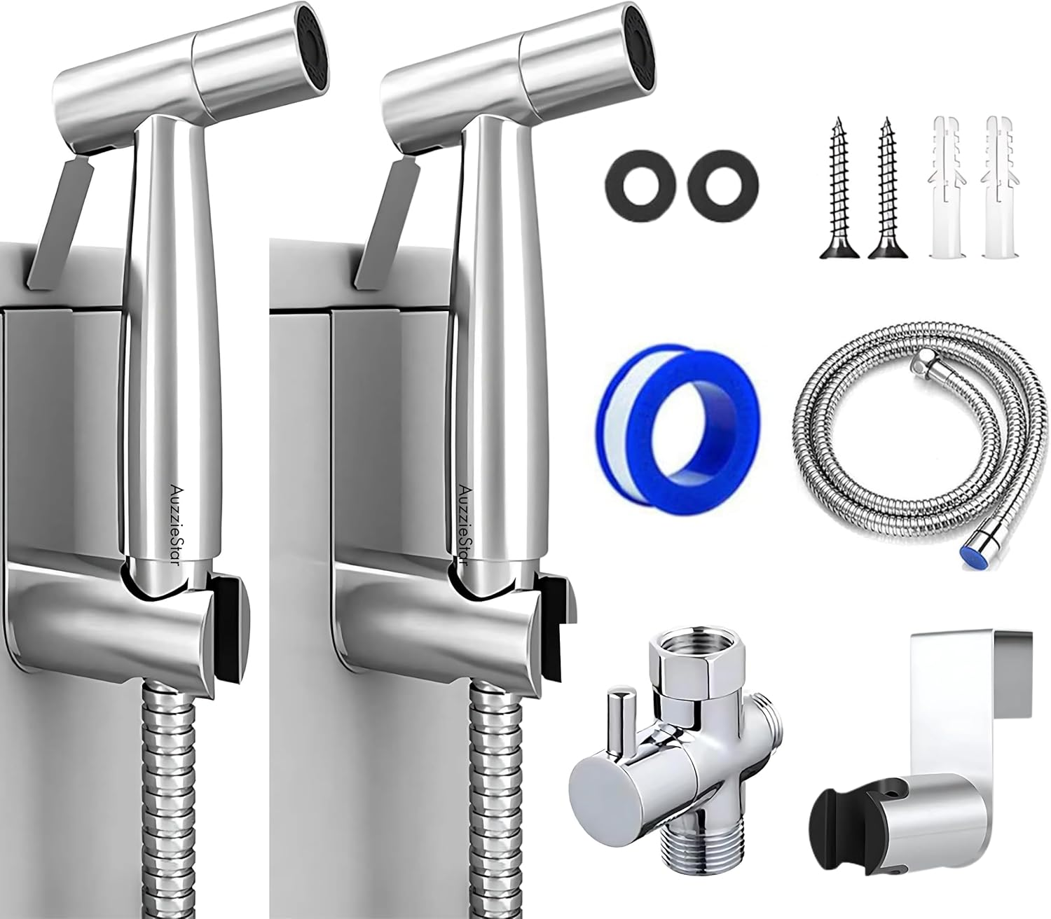 Toilet Bidet Spray Set (Pack of 2) - Auzziestar Premium Stainless Steel Bidet Toilet Spray with 150Cm Leakproof Hose for Personal Hygiene, 100% Fit for All Australian Toilets image number 4