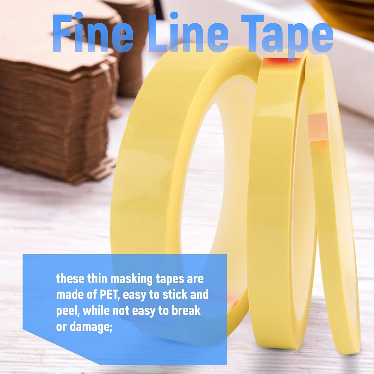 Tuperoymse 6 Rolls Fine Line Tape 1/16,7/10,1/8,1/4,1/2,3/4 Inch X 55Yard, Fineline Masking Tape, Painters Automotive Masking Tape image number 2