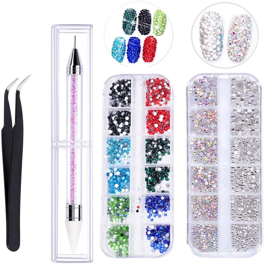 2 Boxes Nail Crystal AB Nail Art Rhinestones Professional Nail Art Gems Nail Crystals Clear Rhinestones Mixed Sizes image number 2