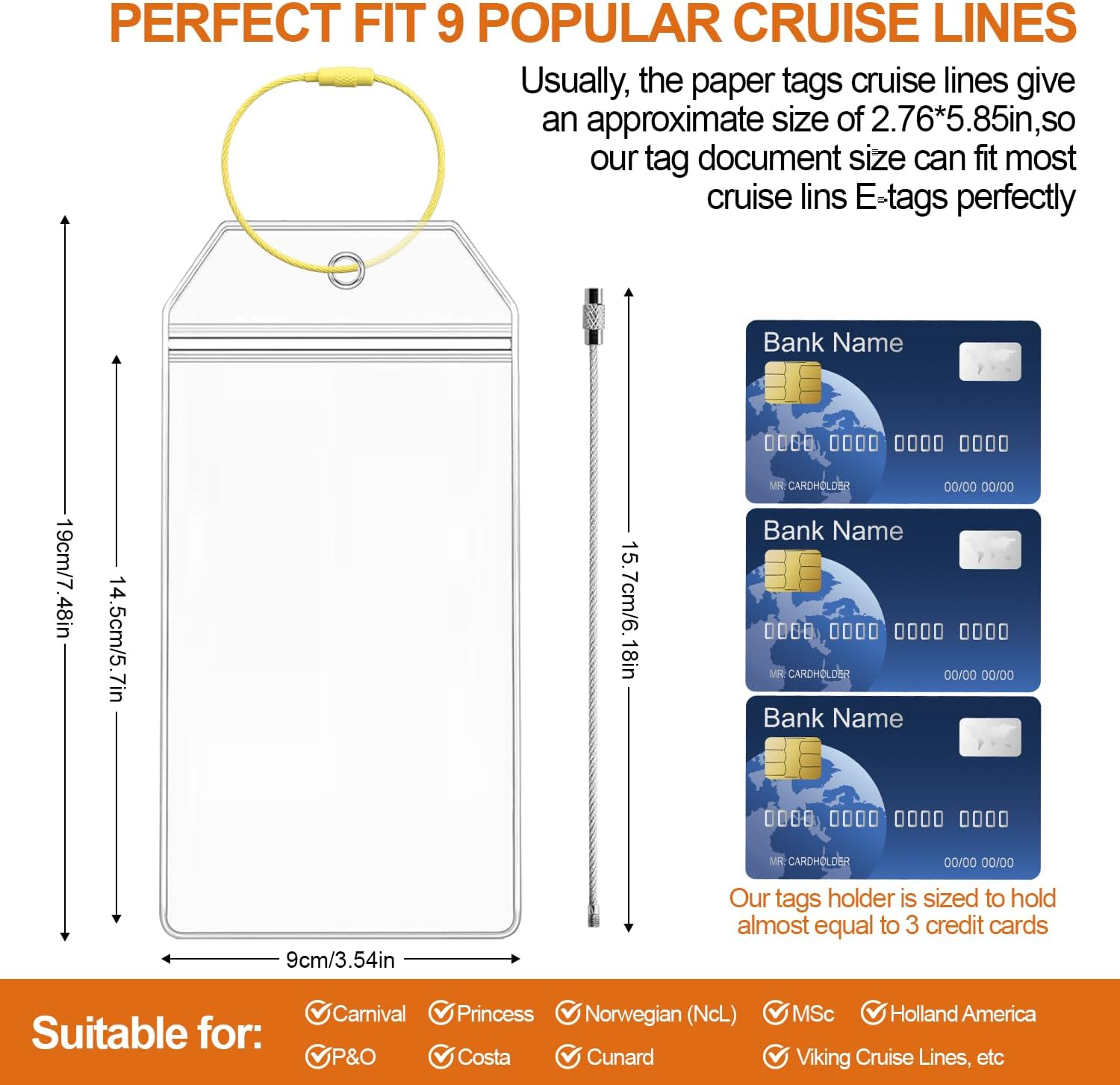 COZY CORE 7 Pack Cruise Luggage Tags for Cruise Ship Essentials for Carnival, NCL, Princess, MSC Cruise Ships