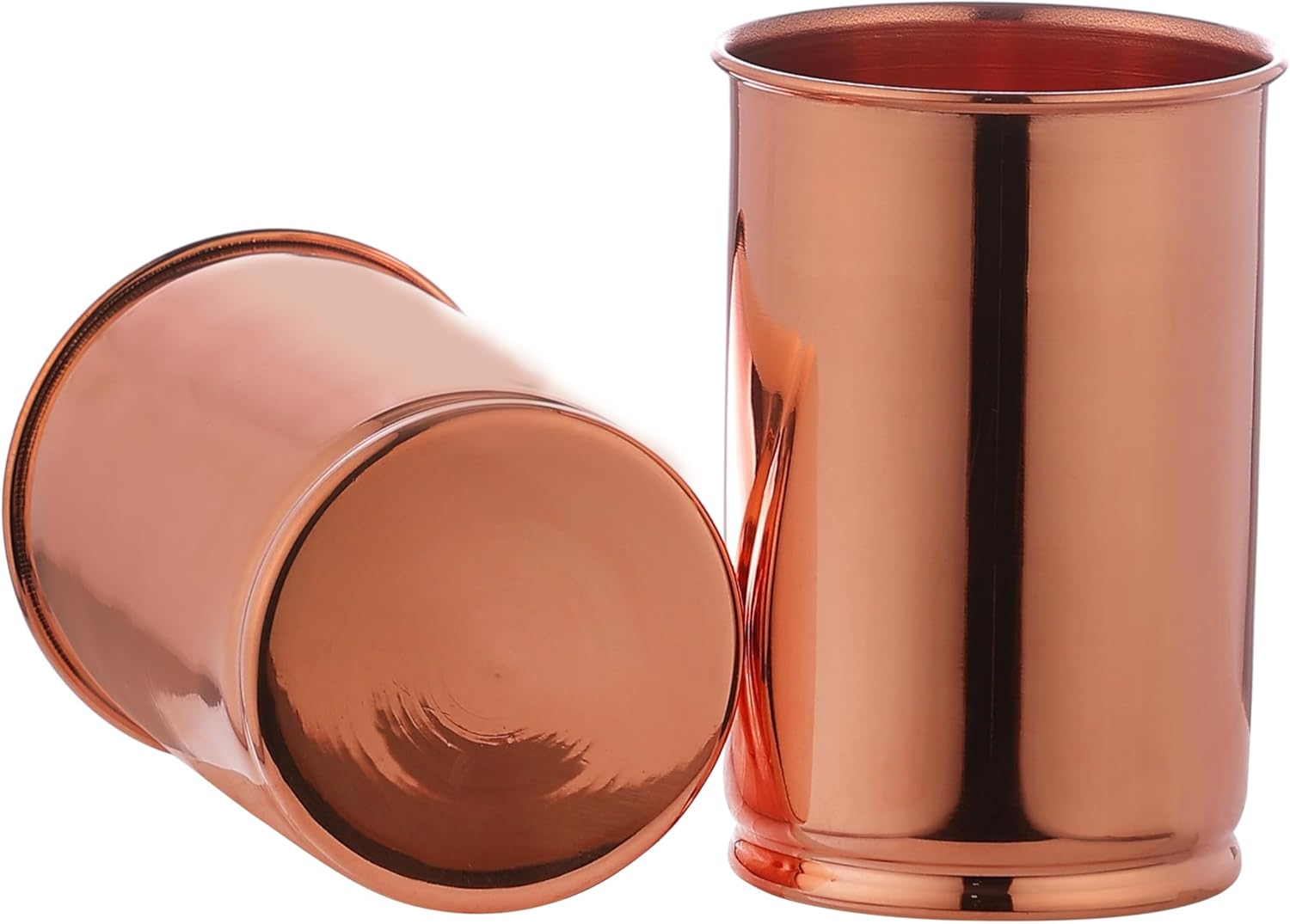 Copper Glass Set of 2 Premium, Copper Tumblers for Ayurveda Health Benefits - 350 Ml. Capacity, Unlined, Uncoated and Non-Lacquered (Plain)
