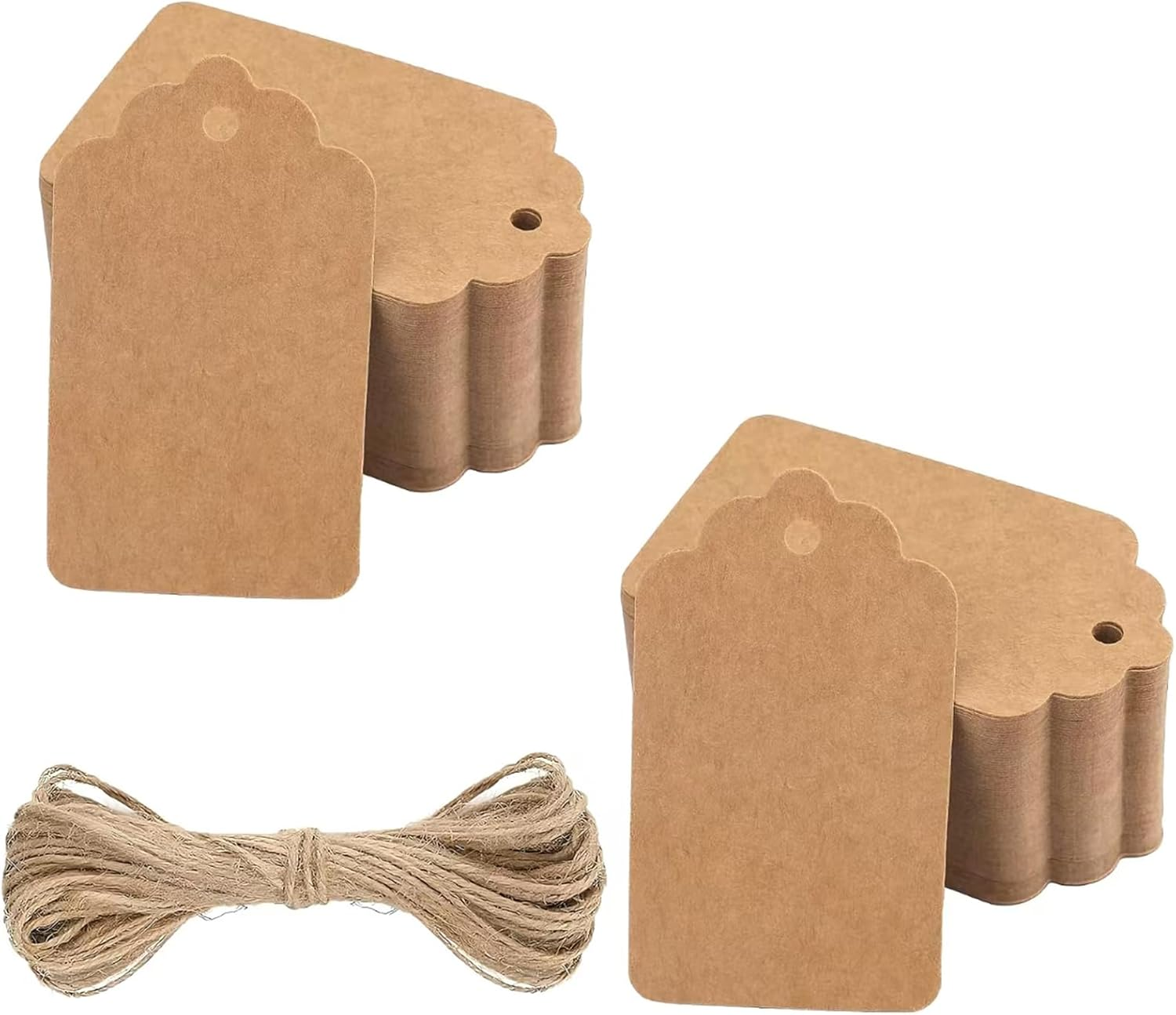 Blank Gift Tags with String,100 Pcs Kraft Paper Premium Gift Tags, with 32.8 Feet Natural Jute Twine,Double-Sided Available Kraft Paper Price Tags - 2.76 X 1.57Inch image number 3
