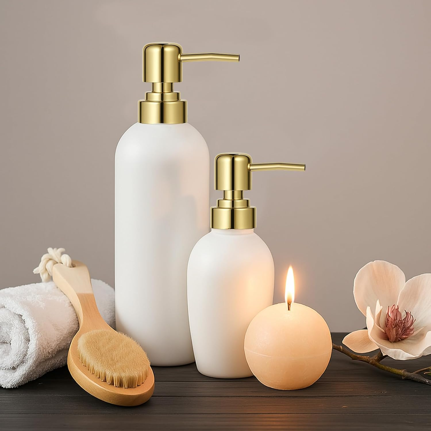 2 Pack Gold Soap Dispenser Pump Replacement Top Dispenser Pumps Refill Dispensers Liquid Hand Soap Dispensers Soaps Pumps Replacement for Lotion Regular Glass Mouth Bottles image number 4