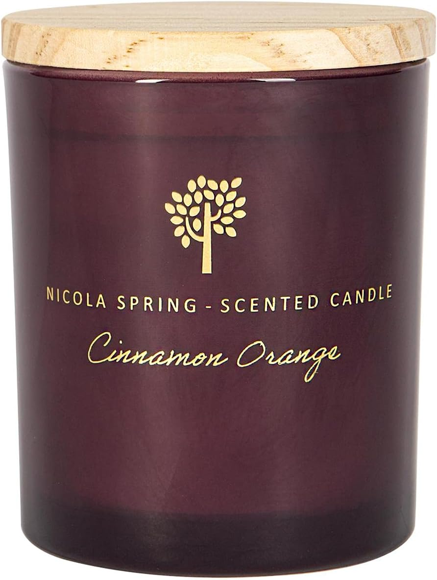 Nicola Spring Cinnamon & Orange Scented Candle - 130G - Natural Soy Wax 21 Hour Burning Time Small Candles Relaxing Fragrance Gift Set Aromatherapy Candle image number 3