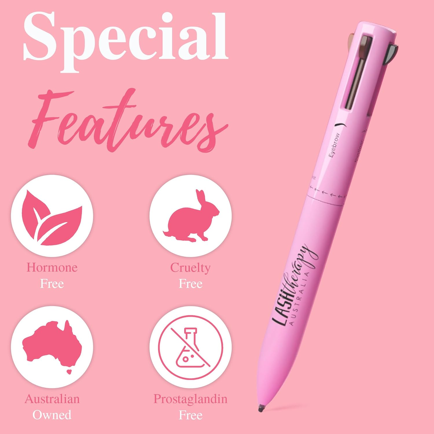 Lash Therapy Australia 4-In-1 | Makeup Pen, Lip Liner, Eyeliner, Brow Pencil & Highlighter | Compact, Travel Friendly Makeup Pen for Lips, Eyes, Brows & Face image number 3