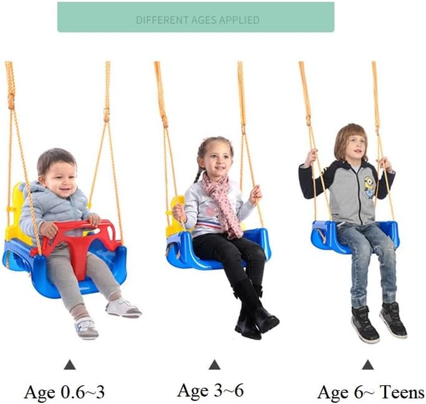 Kids Swing Seat, 3 in 1 Multifunctional Swings, Infants to Teens Swing for Kindergarten Playground Family Indoor Outdoor (Blue)