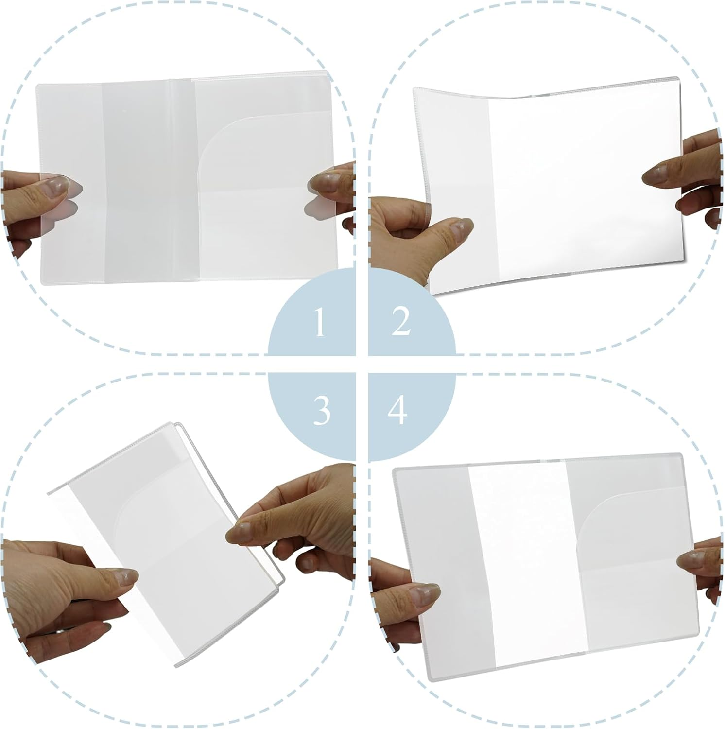 5Pcs Clear Passport Cover - Essentials Passport Holder & Travel Wallet Organizer - Waterproof Cover & ID Card Sleeve for Men, Women & Family - Travel Accessories - Airplane Journeys