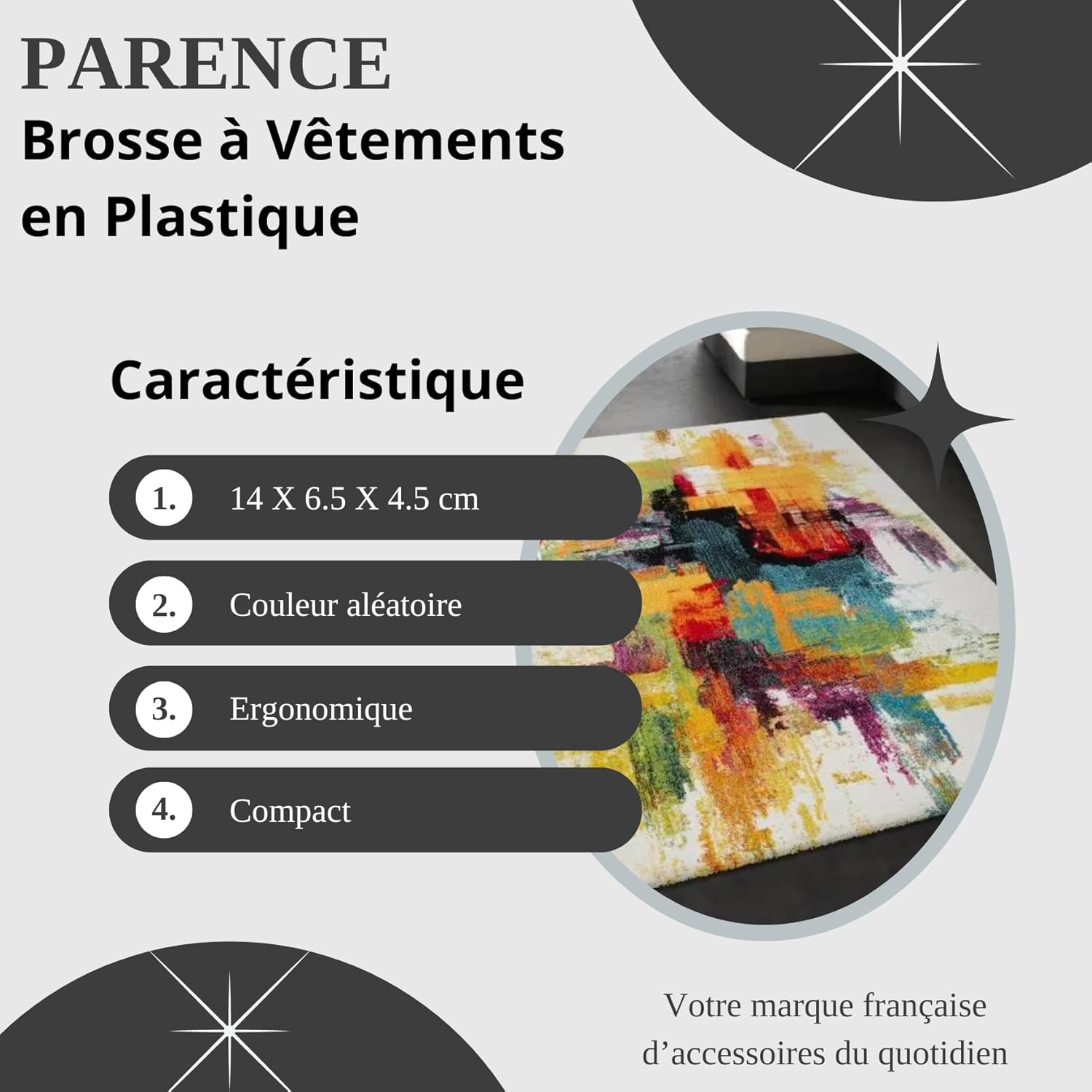 PARENCE - Plastic Clothes Brush - 14 X 6.5 X 4.5 Cm - Random Colour image number 2