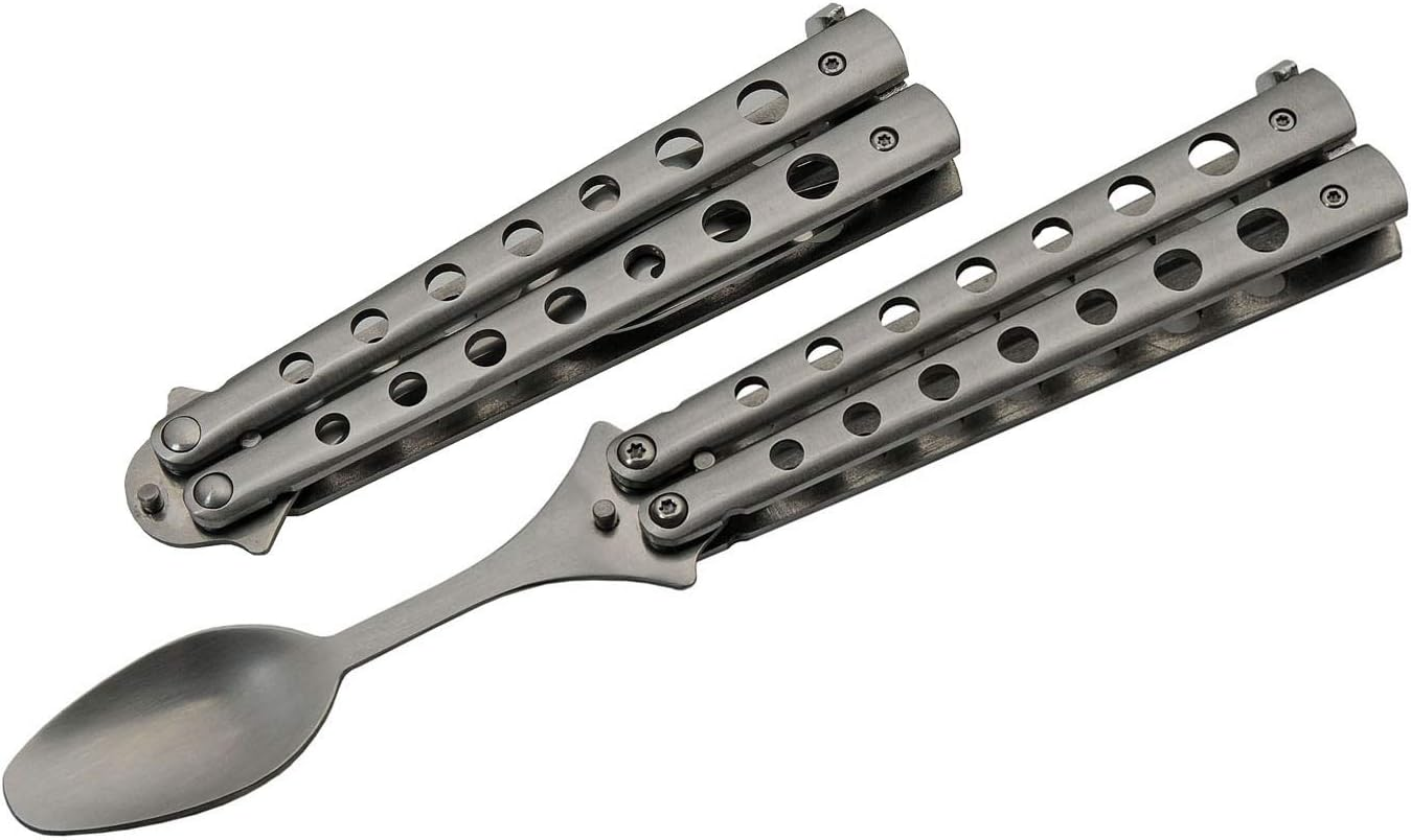 SZCO Supplies 9&rdquo; Silver-Finished Butterfly-Open Styled Travel/Camping Spoon (211521-SL) image number 1