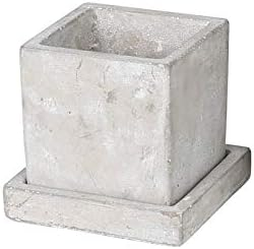 Dulton A655-758SRG Gardening Supplies Solid Planter Cube Rough Gray Small with Bottom Hole Solid Planter Cube Rough Gray
